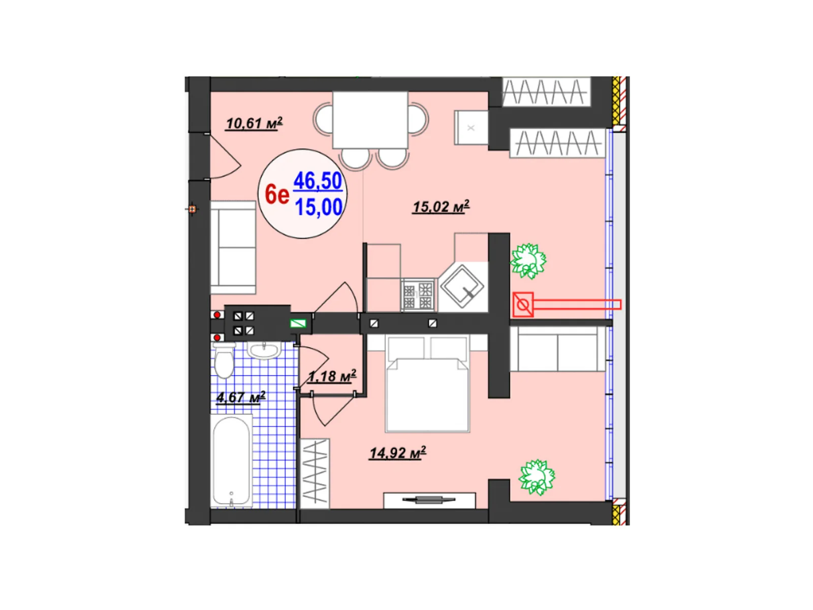 Продается 1-комнатная квартира 46 кв. м в Стрижавке, ул. Киевская