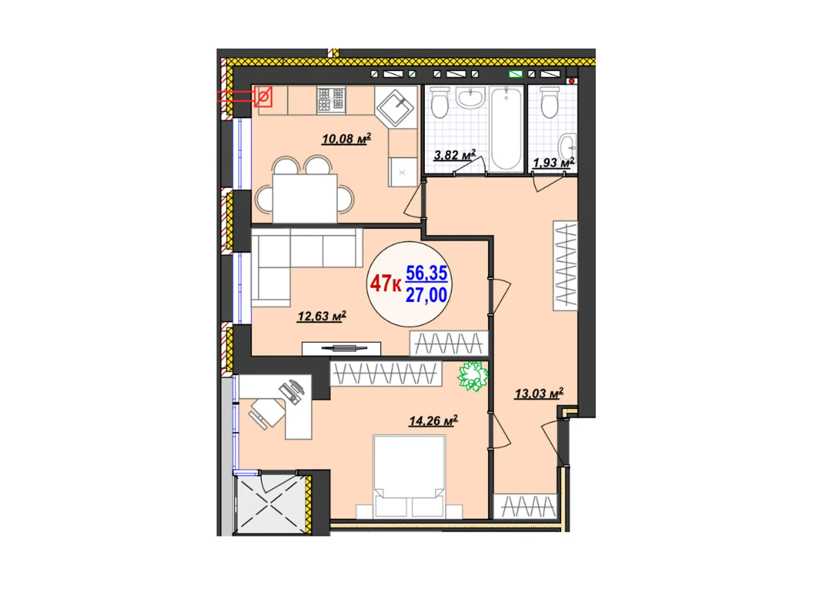 Продается 2-комнатная квартира 56.36 кв. м в Стрижавке, ул. Киевская