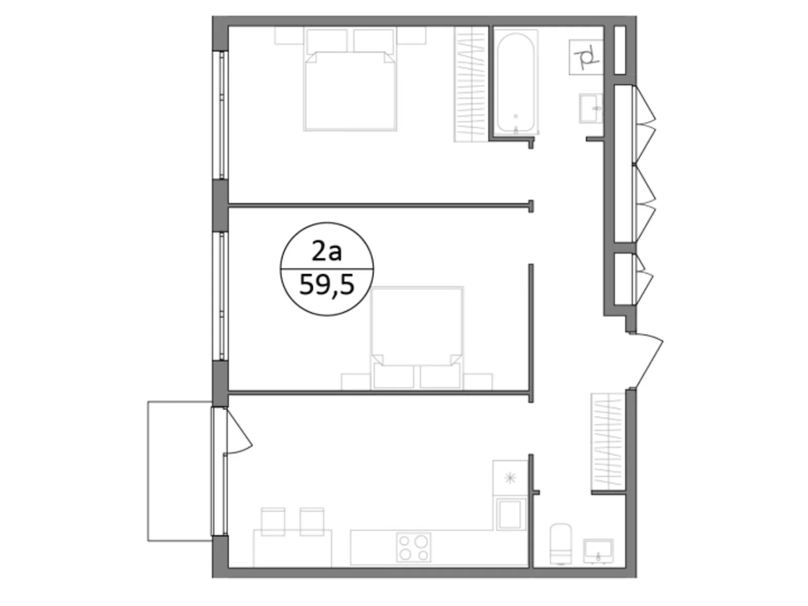 Продається 2-кімнатна квартира 59.5 кв. м у Брюховичах, цена: 58488 $ - фото 1