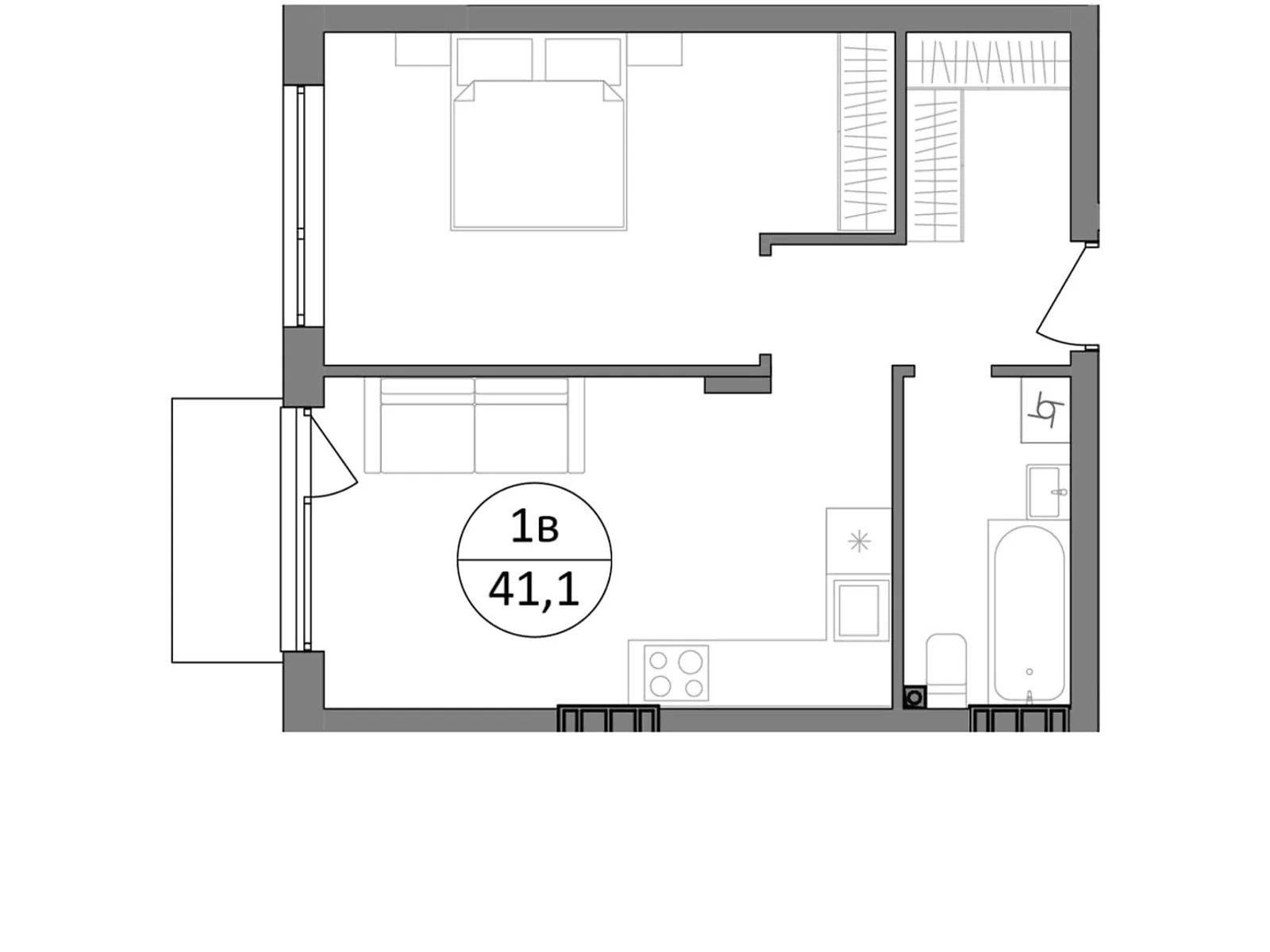 Продається 1-кімнатна квартира 40.3 кв. м у Брюховичах, цена: 38083 $ - фото 1