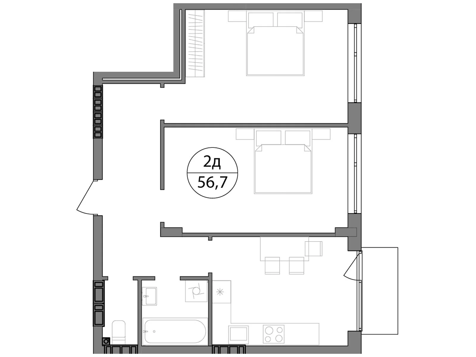 Продается 2-комнатная квартира 56.7 кв. м в Брюховичах, ул. Широкая, 22