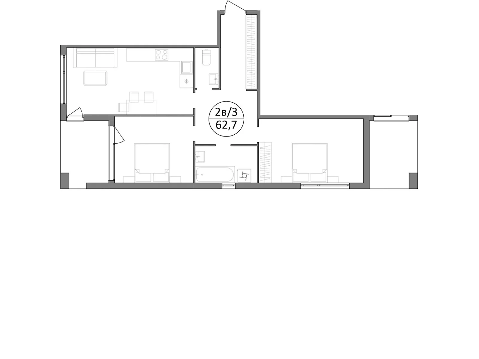 Продается 2-комнатная квартира 62.7 кв. м в Брюховичах, ул. Широкая, 22