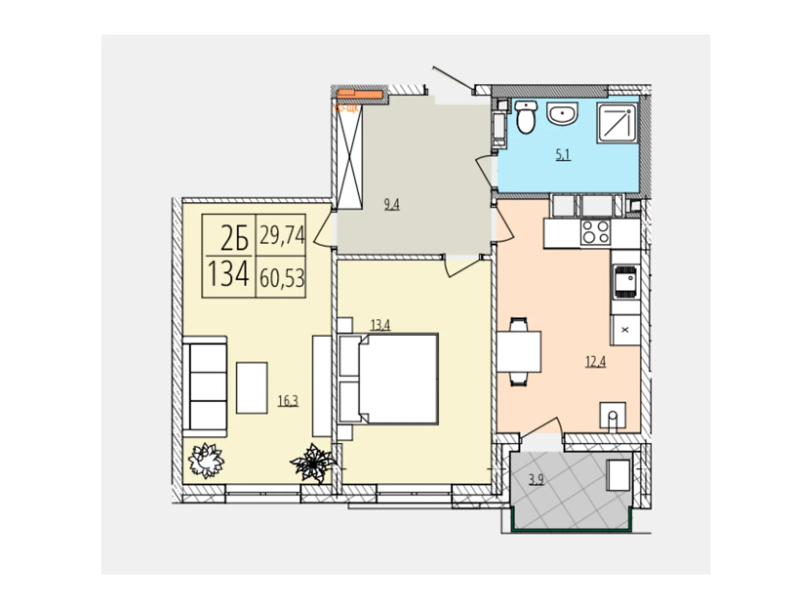 Продается 2-комнатная квартира 60.53 кв. м в Виннице, ул. Рыбацкая - фото 1