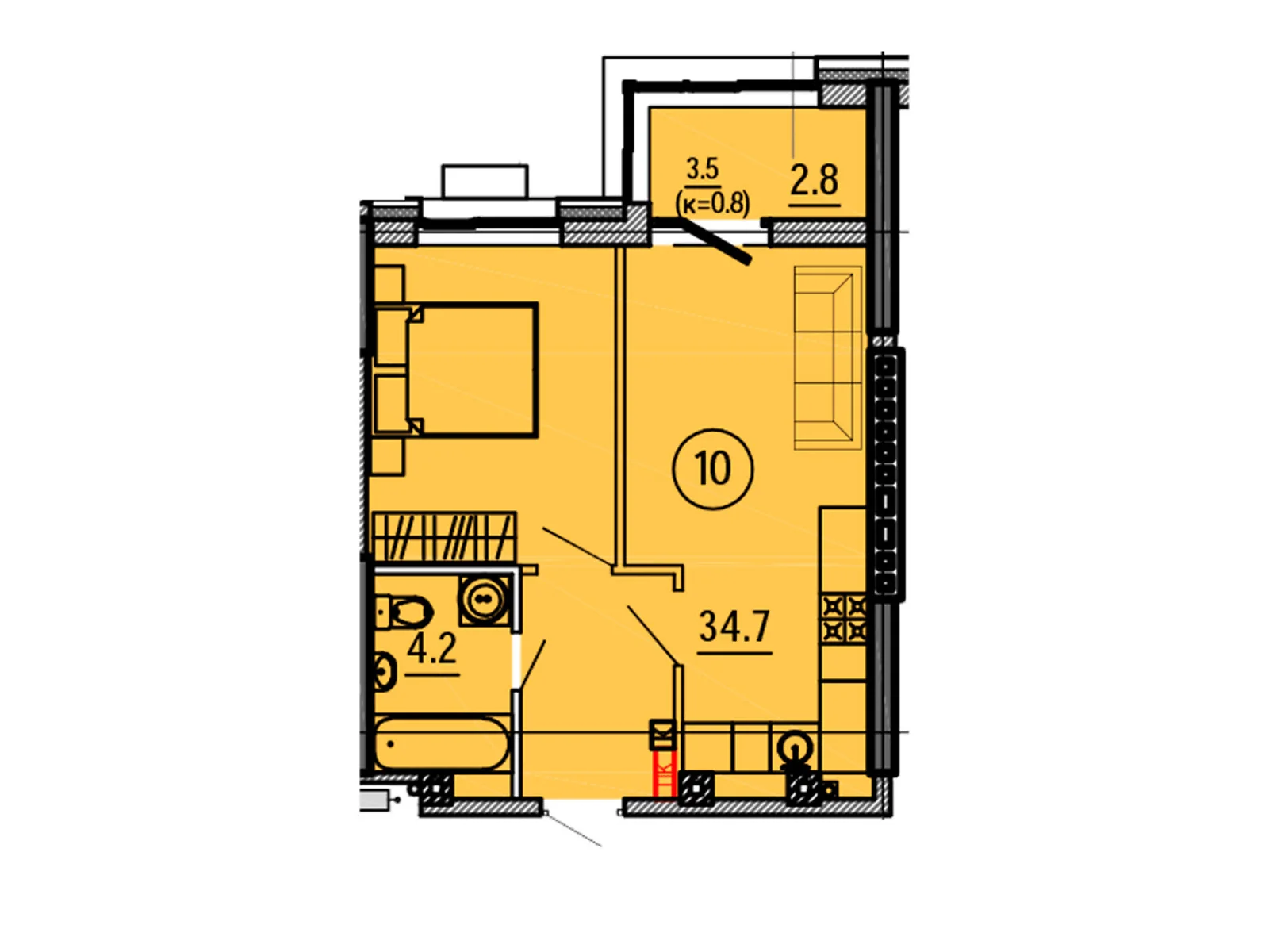 Продается 1-комнатная квартира 41.7 кв. м в Днепре, ул. Гагарина, 167 - фото 1