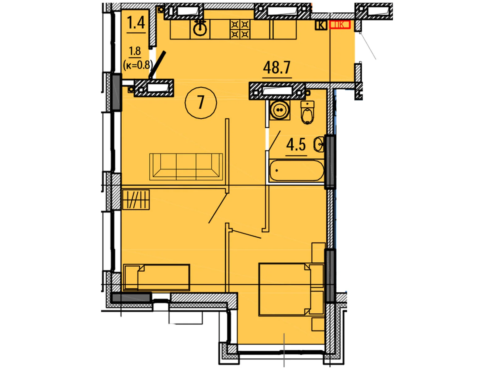 Продается 2-комнатная квартира 54.6 кв. м в Днепре, ул. Гагарина, 167 - фото 1