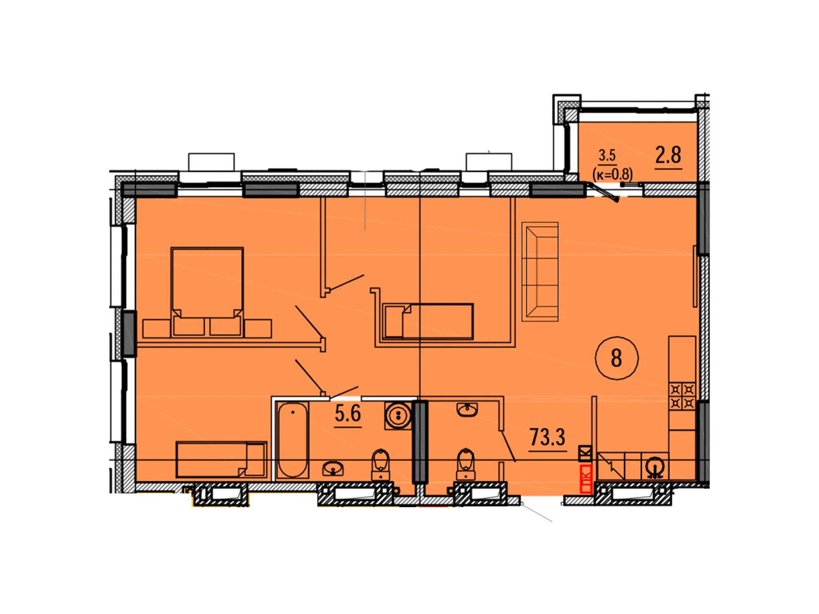 Продается 3-комнатная квартира 81.7 кв. м в Днепре, ул. Гагарина, 167