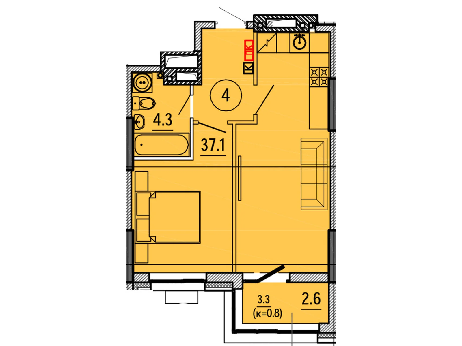 Продается 1-комнатная квартира 43.9 кв. м в Днепре, ул. Гагарина, 167 - фото 1