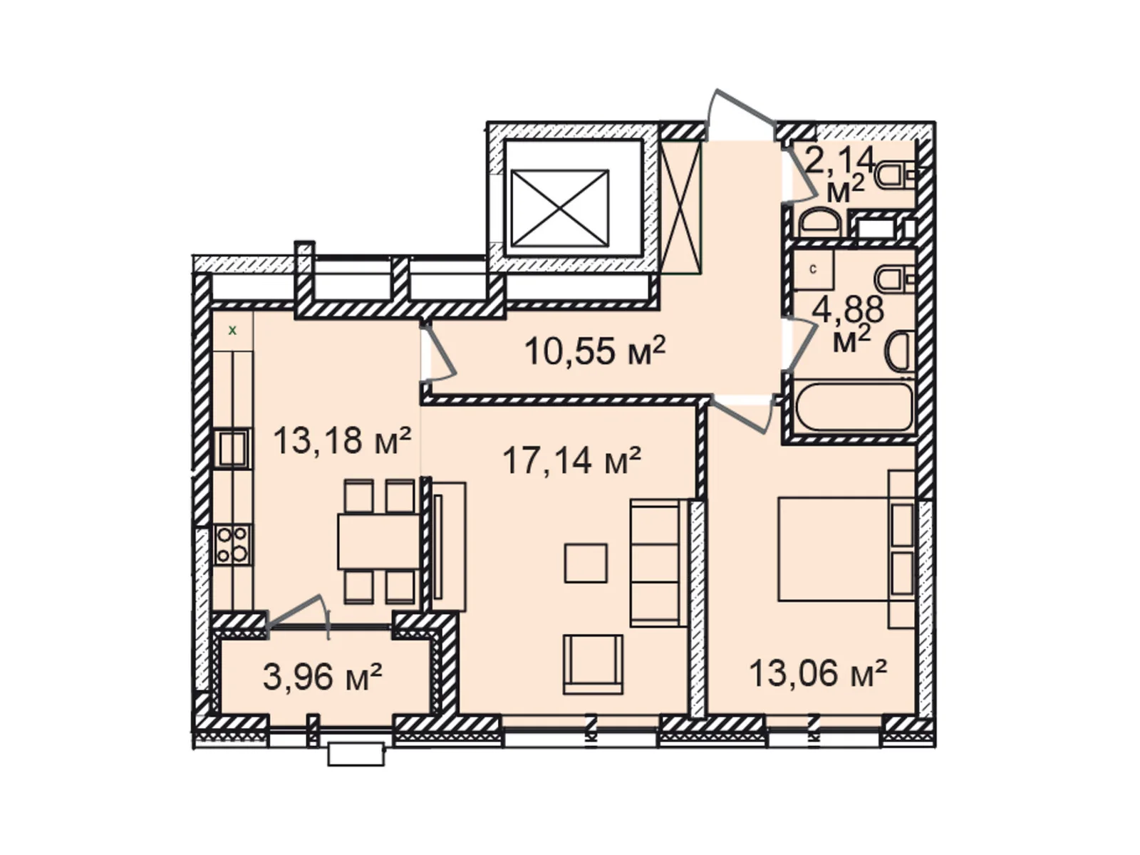 Продается 2-комнатная квартира 65.49 кв. м в Киеве, цена: 203019 $