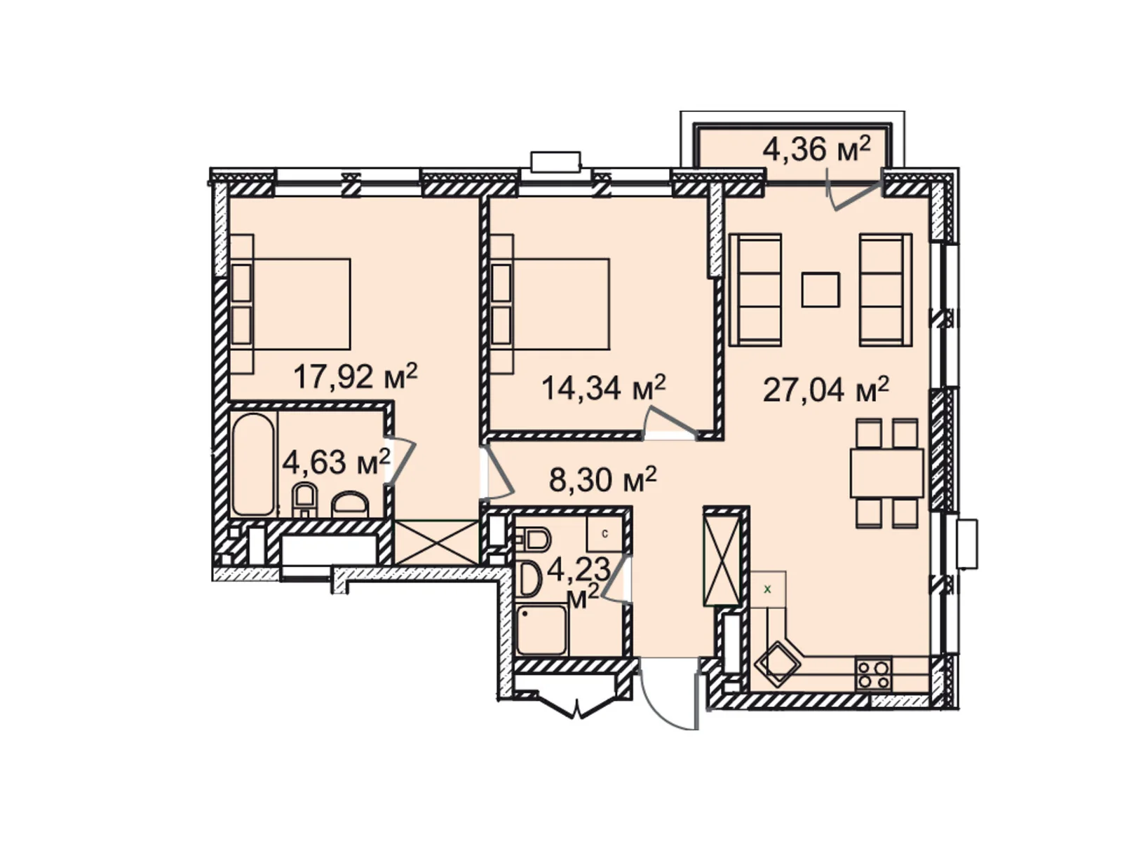 Продается 3-комнатная квартира 78.28 кв. м в Киеве, цена: 250496 $