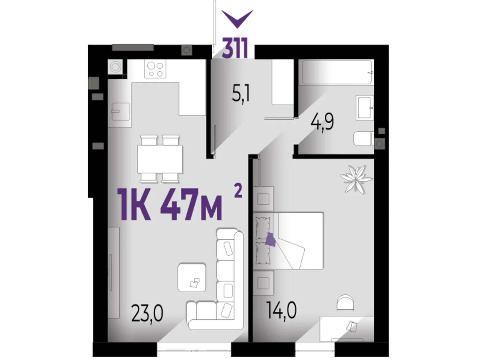 Продается 1-комнатная квартира 47 кв. м в Волчинце, ул. Тараса Шевченко - фото 1