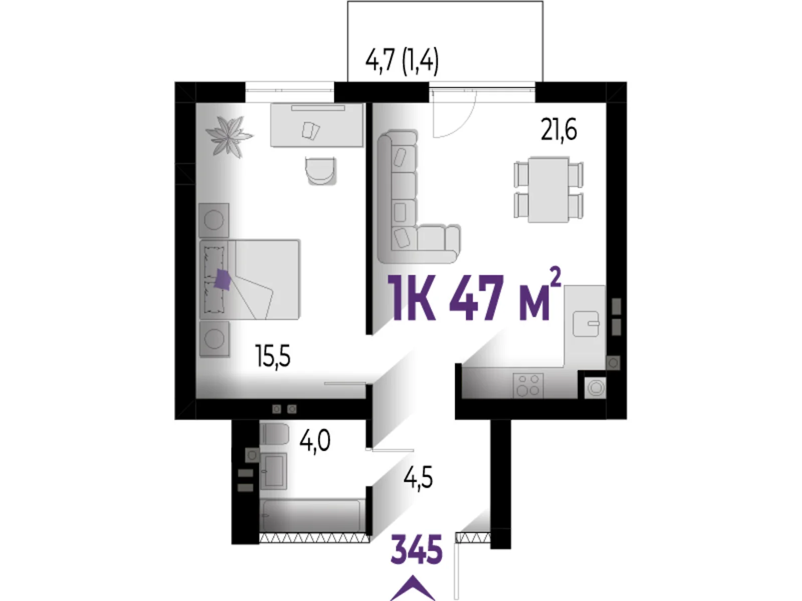 Продается 1-комнатная квартира 47 кв. м в Волчинце, ул. Тараса Шевченко