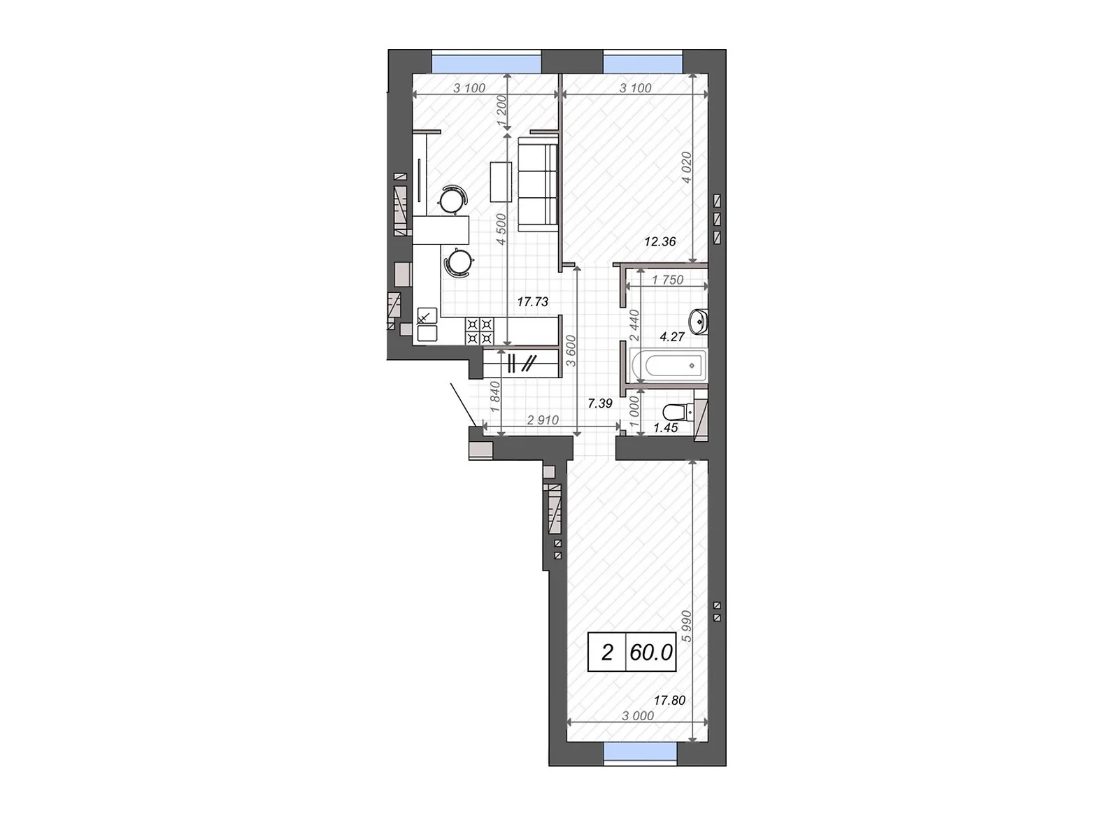 Продается 2-комнатная квартира 62.2 кв. м в Ирпене, ул. Новооскольская, 8К