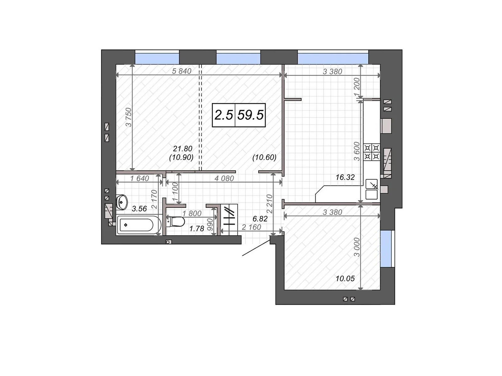 Продается 2-комнатная квартира 61.7 кв. м в Ирпене, ул. Николая Сингаевского(Новооскольская), 6Д