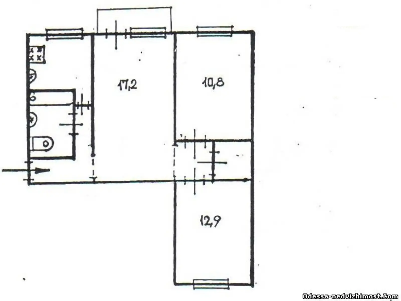 Продається 3-кімнатна квартира 59 кв. м у Одесі, вул. Академіка Філатова