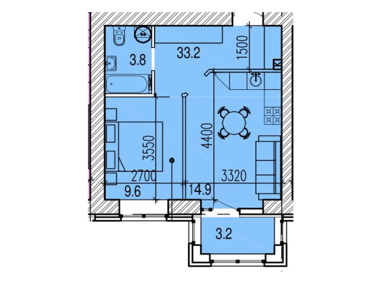 Продается 1-комнатная квартира 41.6 кв. м в Днепре, цена: 38272 $