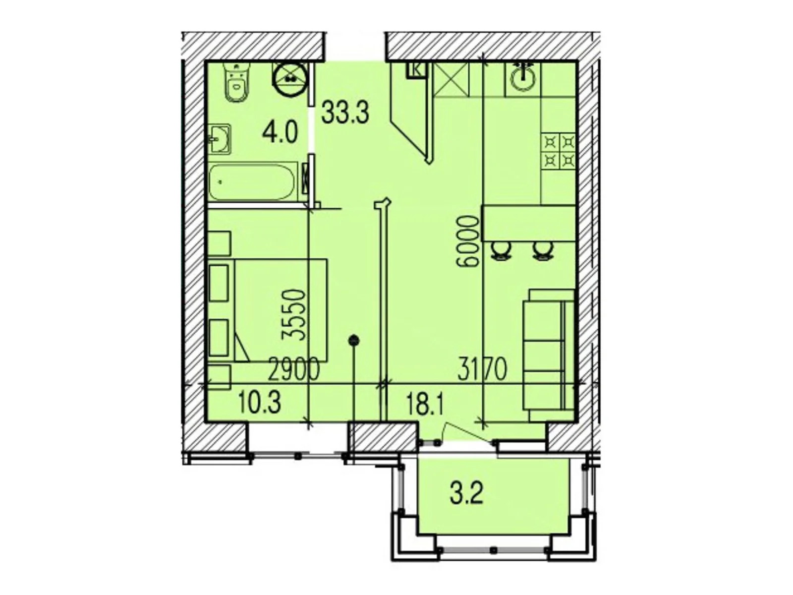 Продается 1-комнатная квартира 41.1 кв. м в Днепре, цена: 37812 $