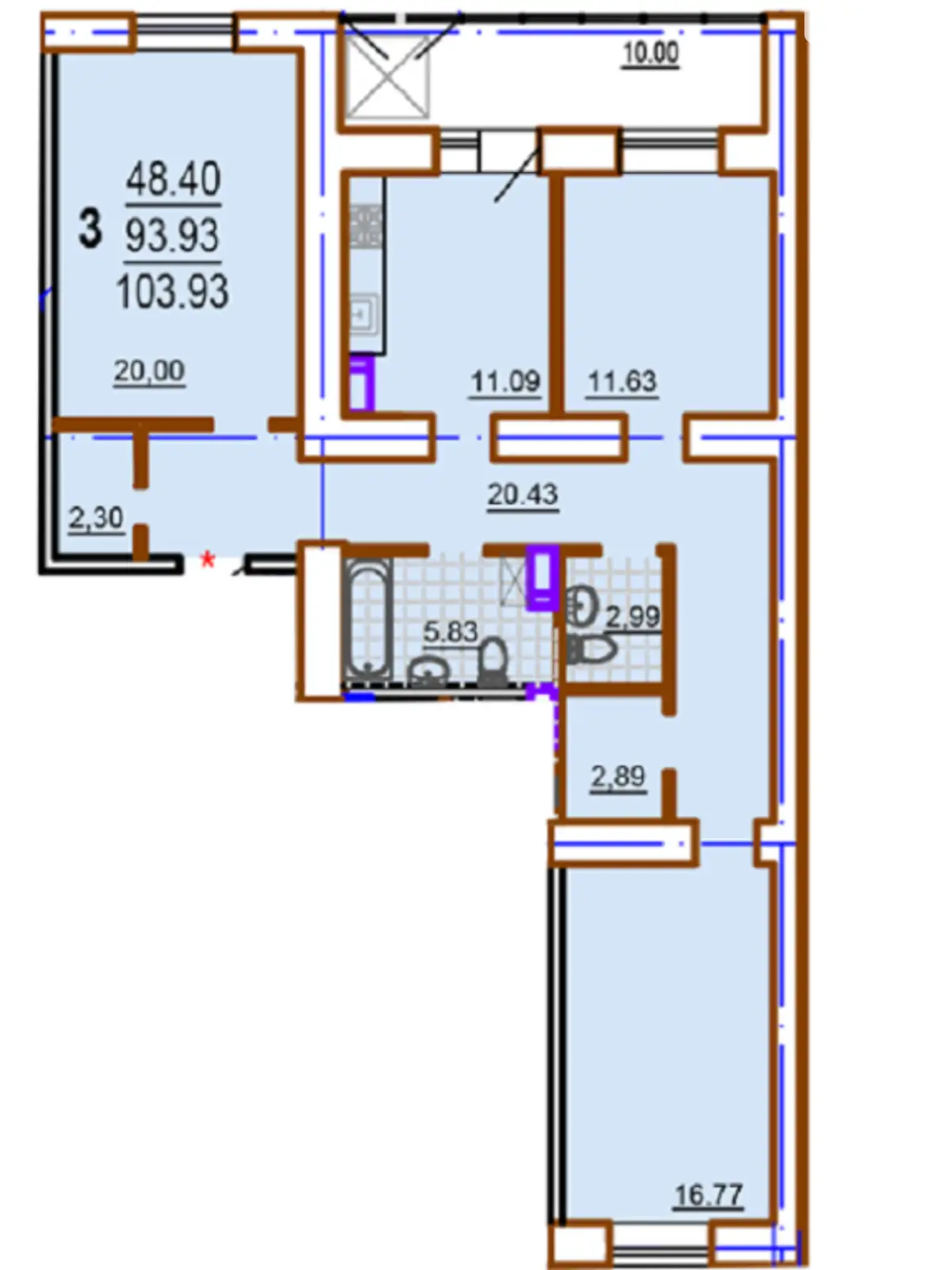 Продается 3-комнатная квартира 104 кв. м в Харькове, ул. Шекспира, 13