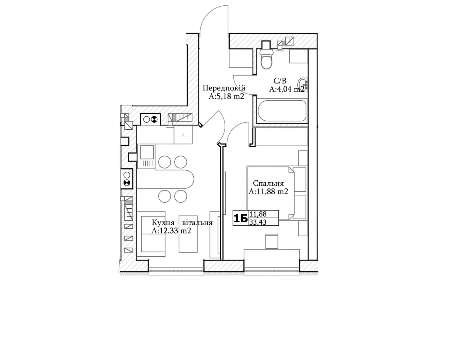 Продается 1-комнатная квартира 33 кв. м в Ирпене, цена: 29700 $ - фото 1