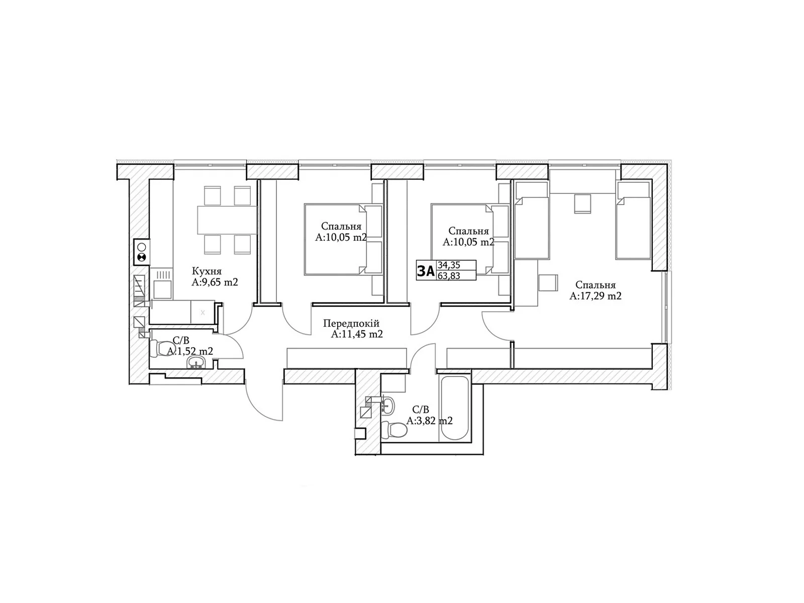 Продается 3-комнатная квартира 63 кв. м в Ирпене, цена: 64260 $