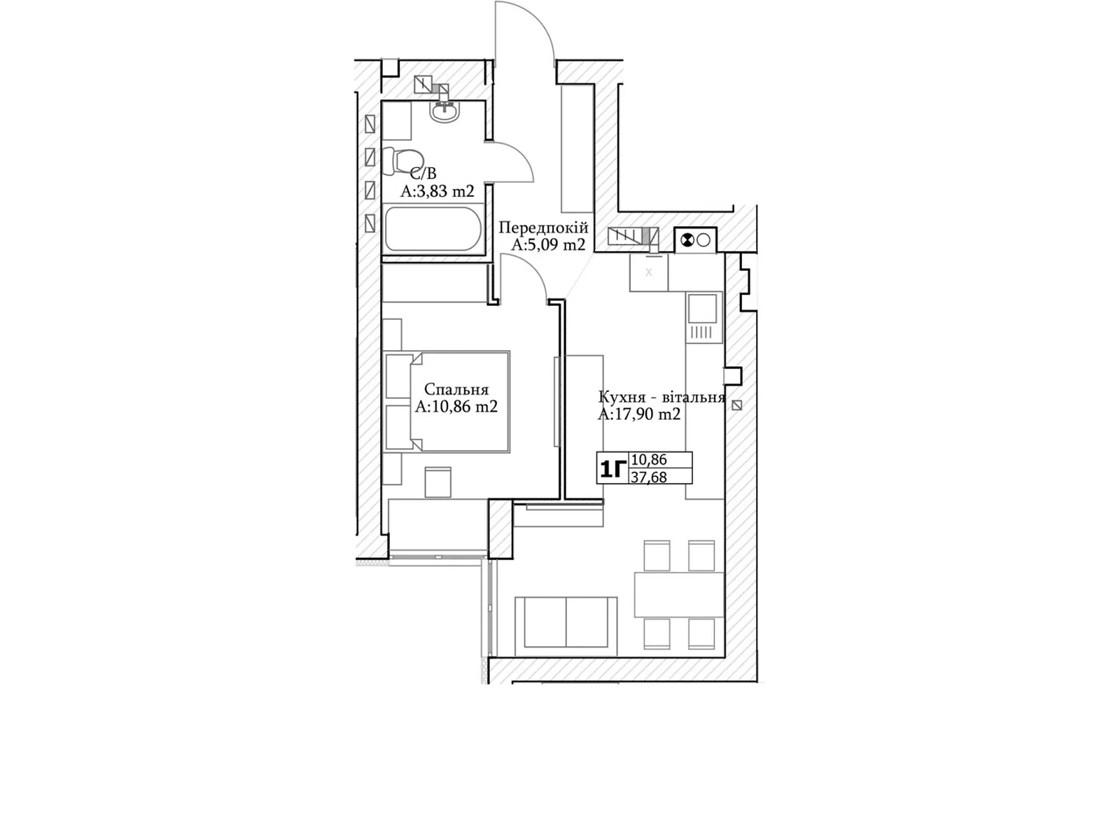 Продается 1-комнатная квартира 37 кв. м в Ирпене, ул. Лысенко(Надсонова), 21