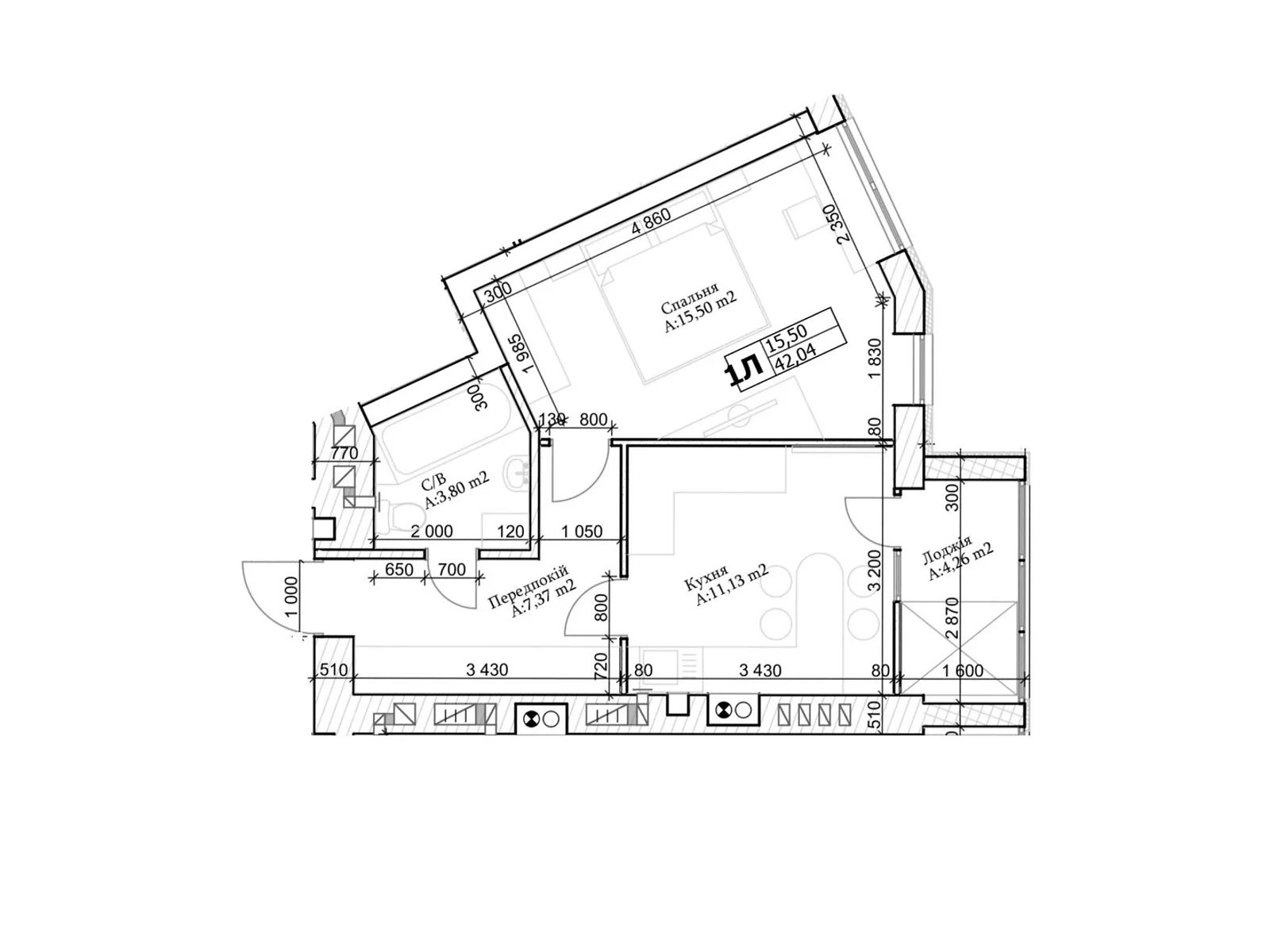 Продается 1-комнатная квартира 42 кв. м в Ирпене, ул. Лысенко(Надсонова), 21