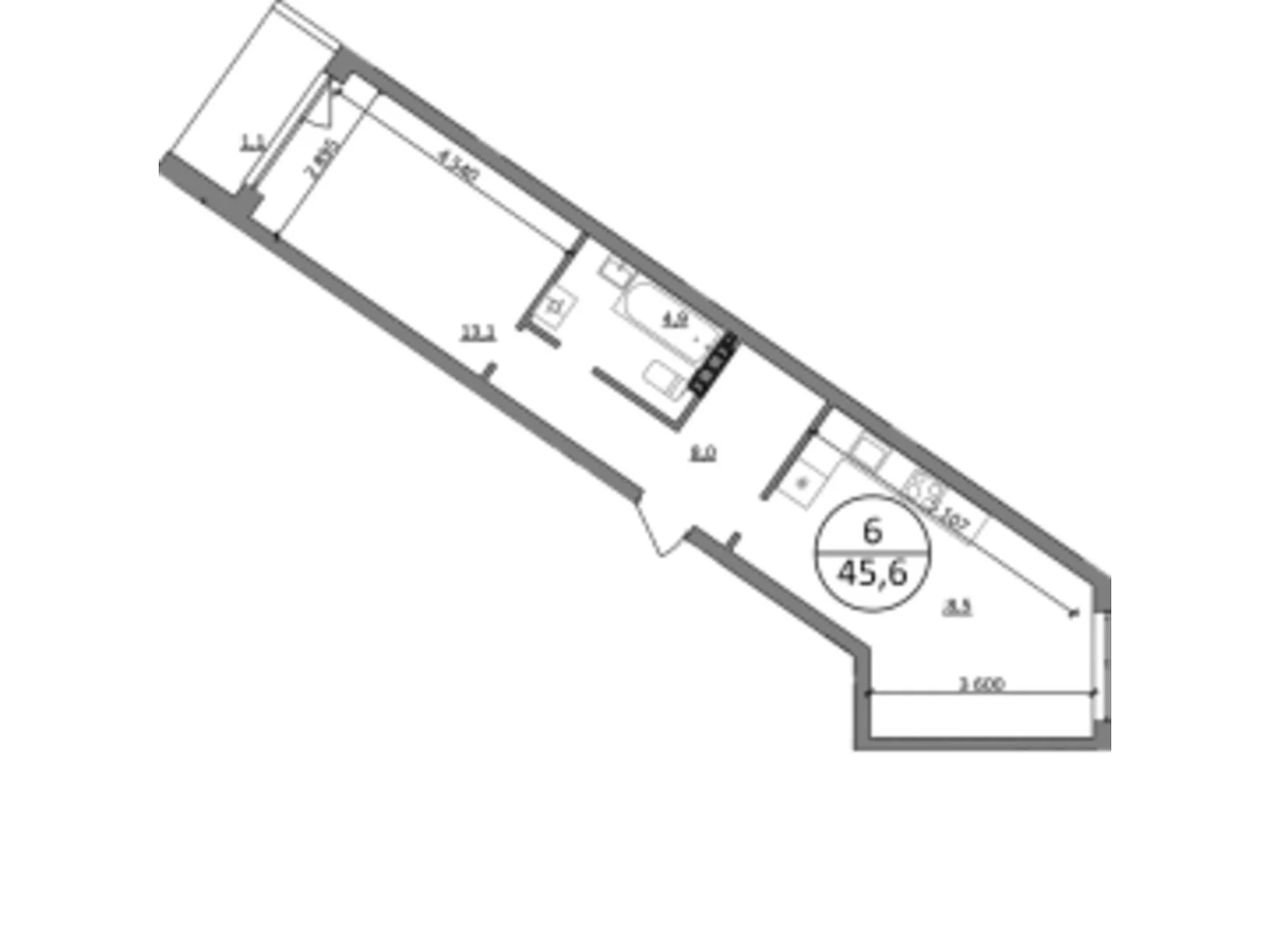 Продається 1-кімнатна квартира 45.6 кв. м у Брюховичах, цена: 44890 $