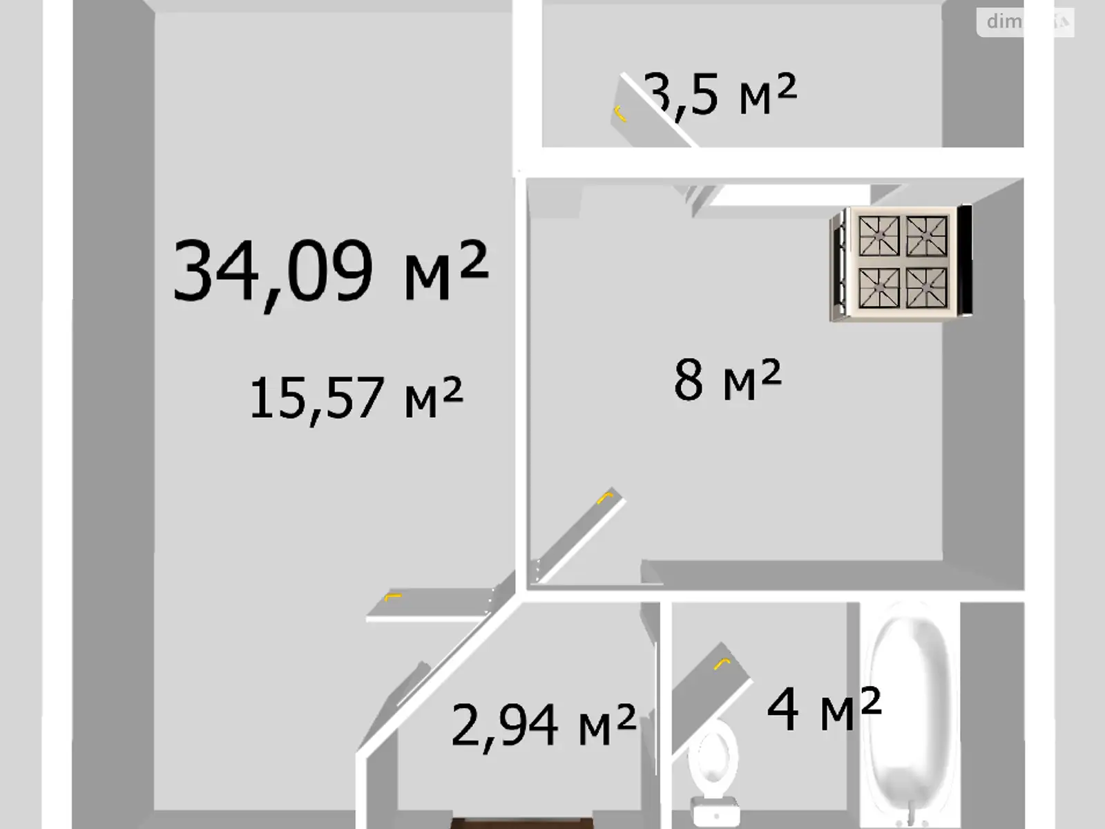 Продается 1-комнатная квартира 34.09 кв. м в Виннице, ул. Одесская