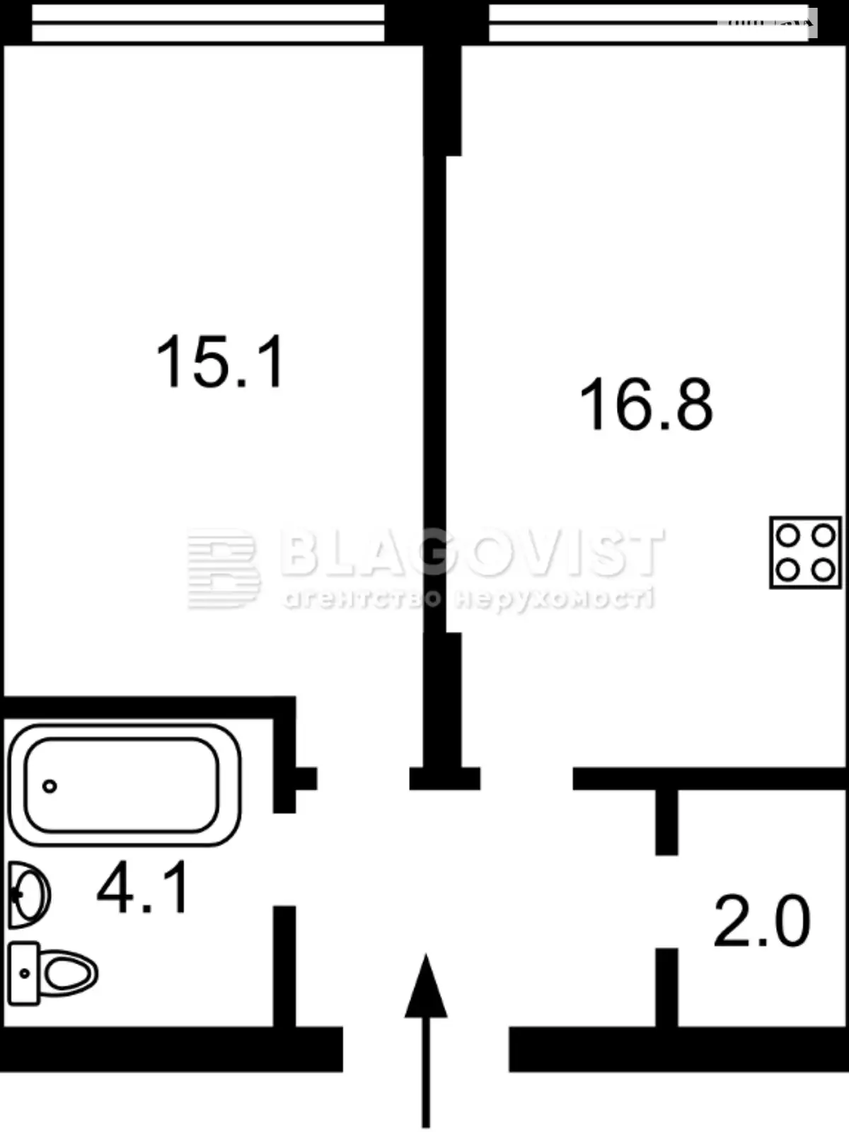 Продается 1-комнатная квартира 42 кв. м в Киеве, просп. Степана Бандеры, 32Д