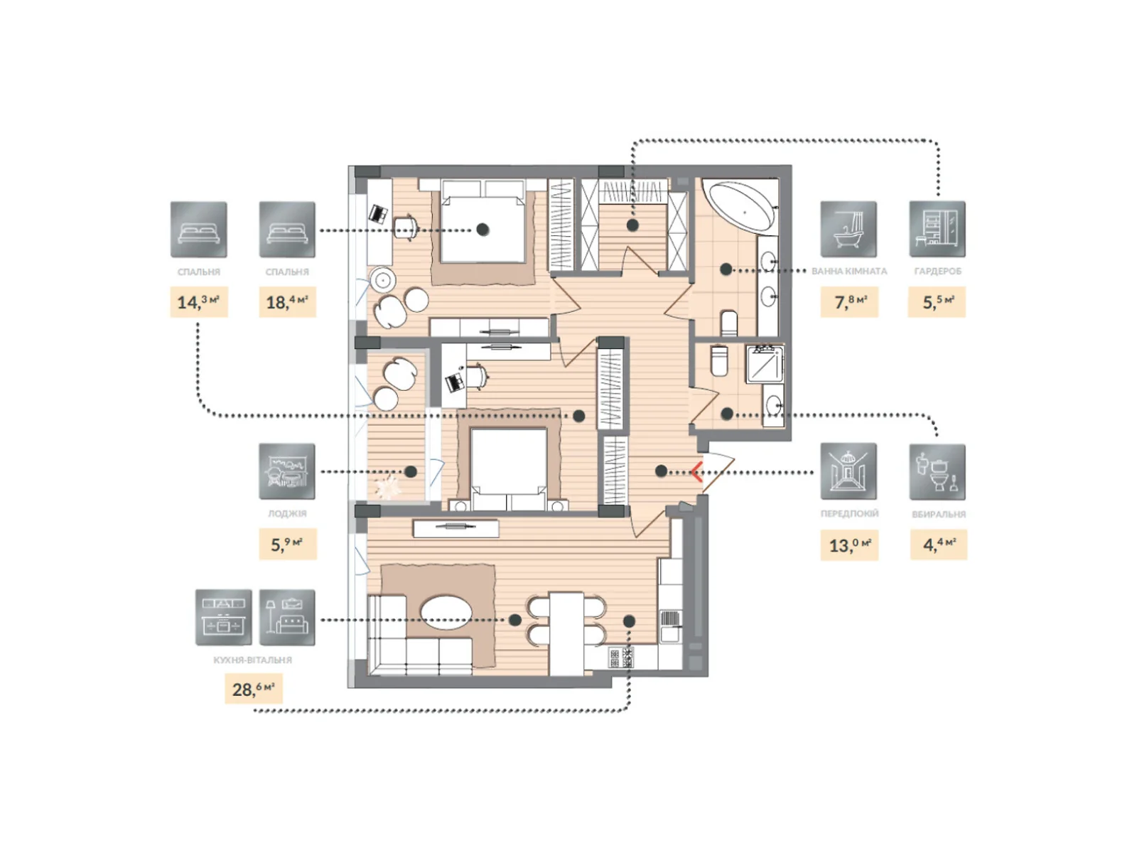 Продается 2-комнатная квартира 97.9 кв. м в Козине, пер. Казацкий, 11