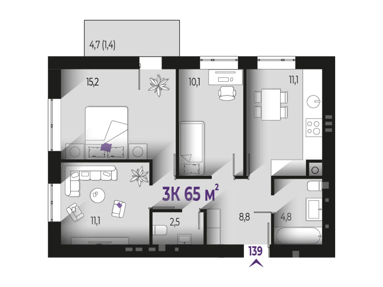 Продается 3-комнатная квартира 65 кв. м в Волчинце, ул. Тараса Шевченко - фото 1