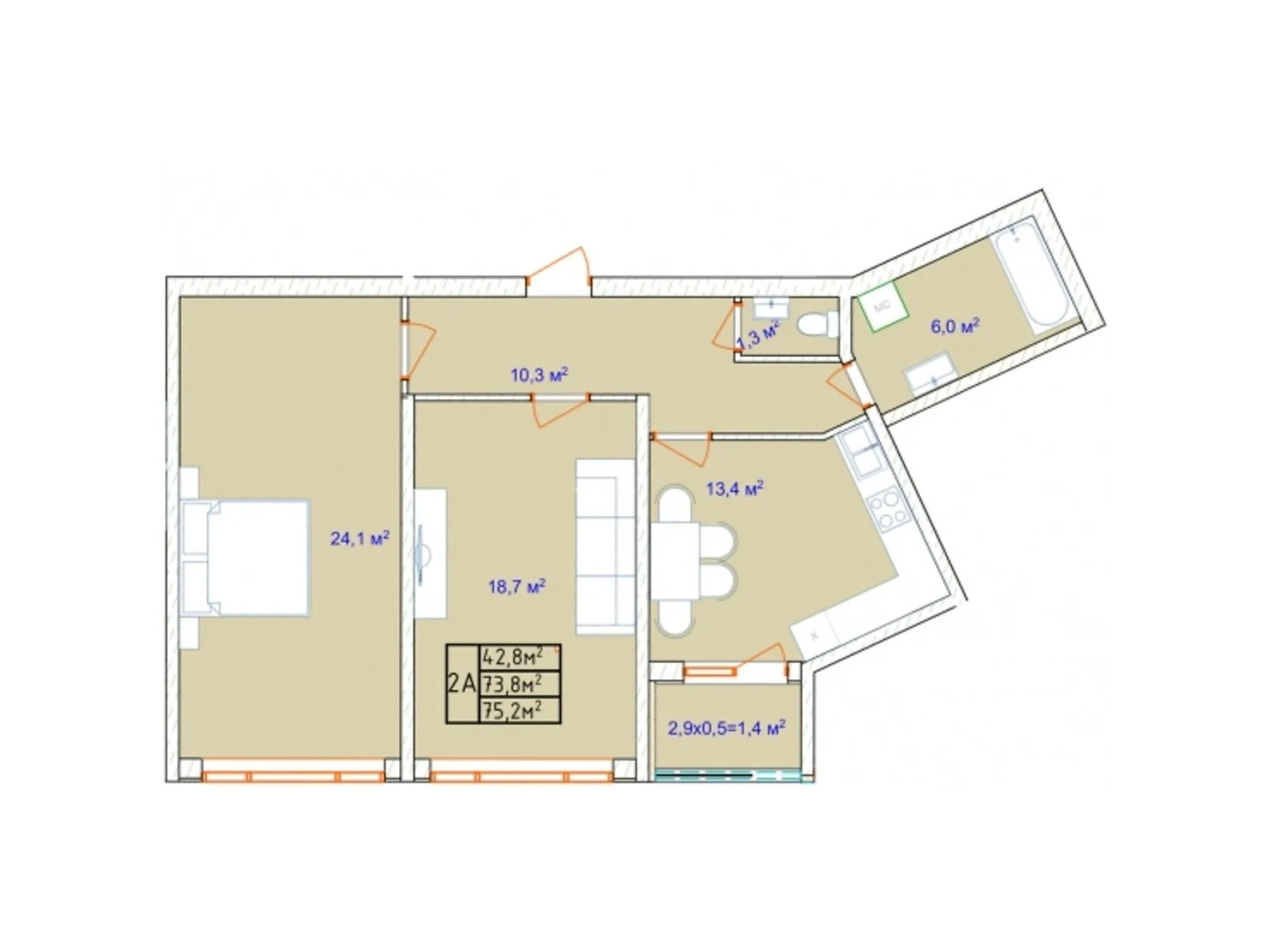 Продається 2-кімнатна квартира 73.6 кв. м у Одесі, Фонтанська дор., 118А - фото 1