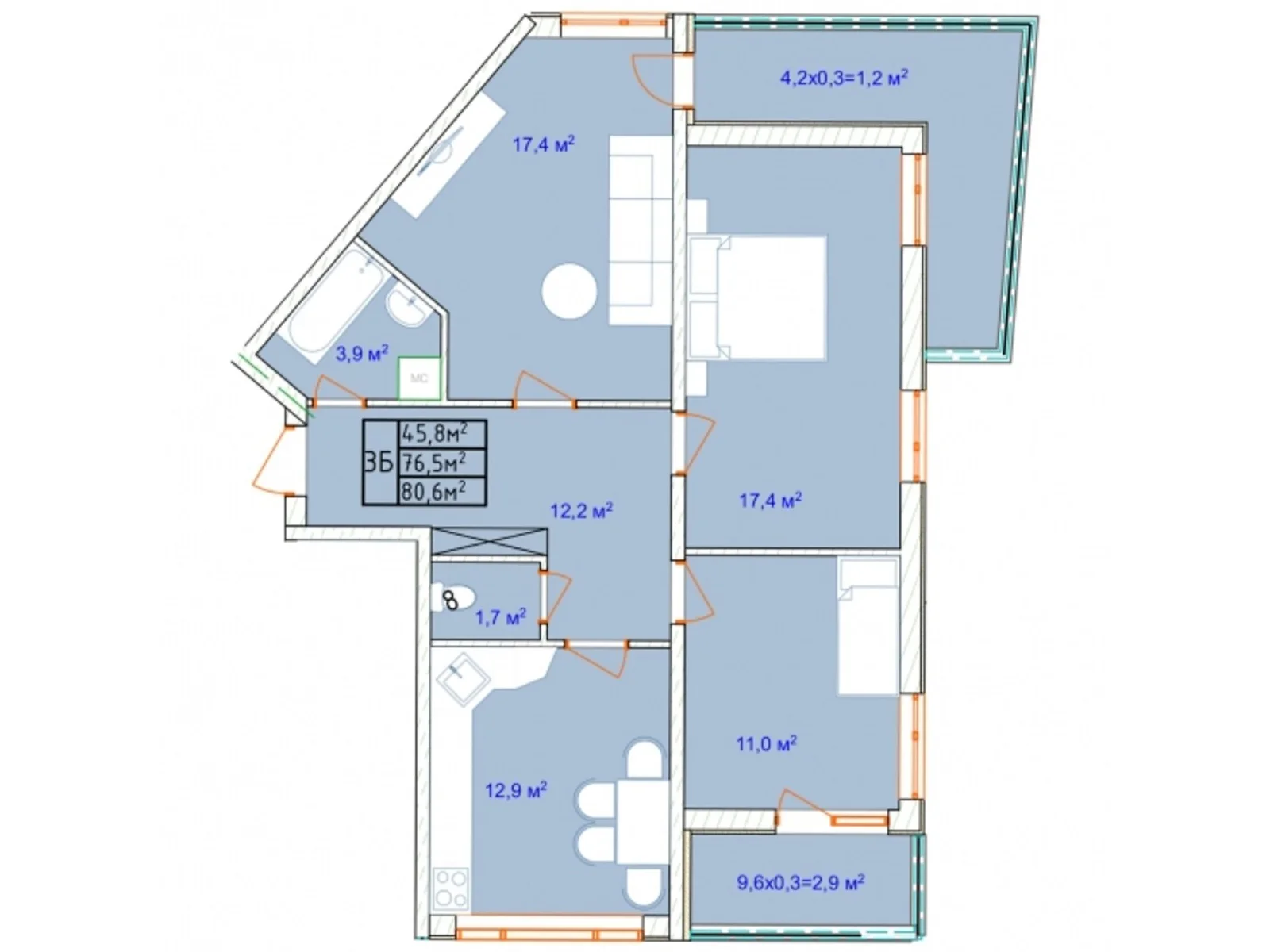 Продається 3-кімнатна квартира 79.8 кв. м у Одесі, Фонтанська дор., 118А - фото 1