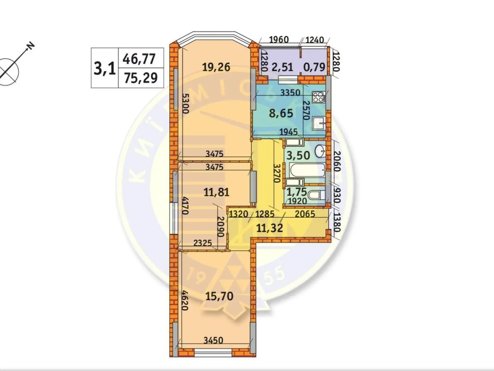 Продається 3-кімнатна квартира 75 кв. м у Києві - фото 3