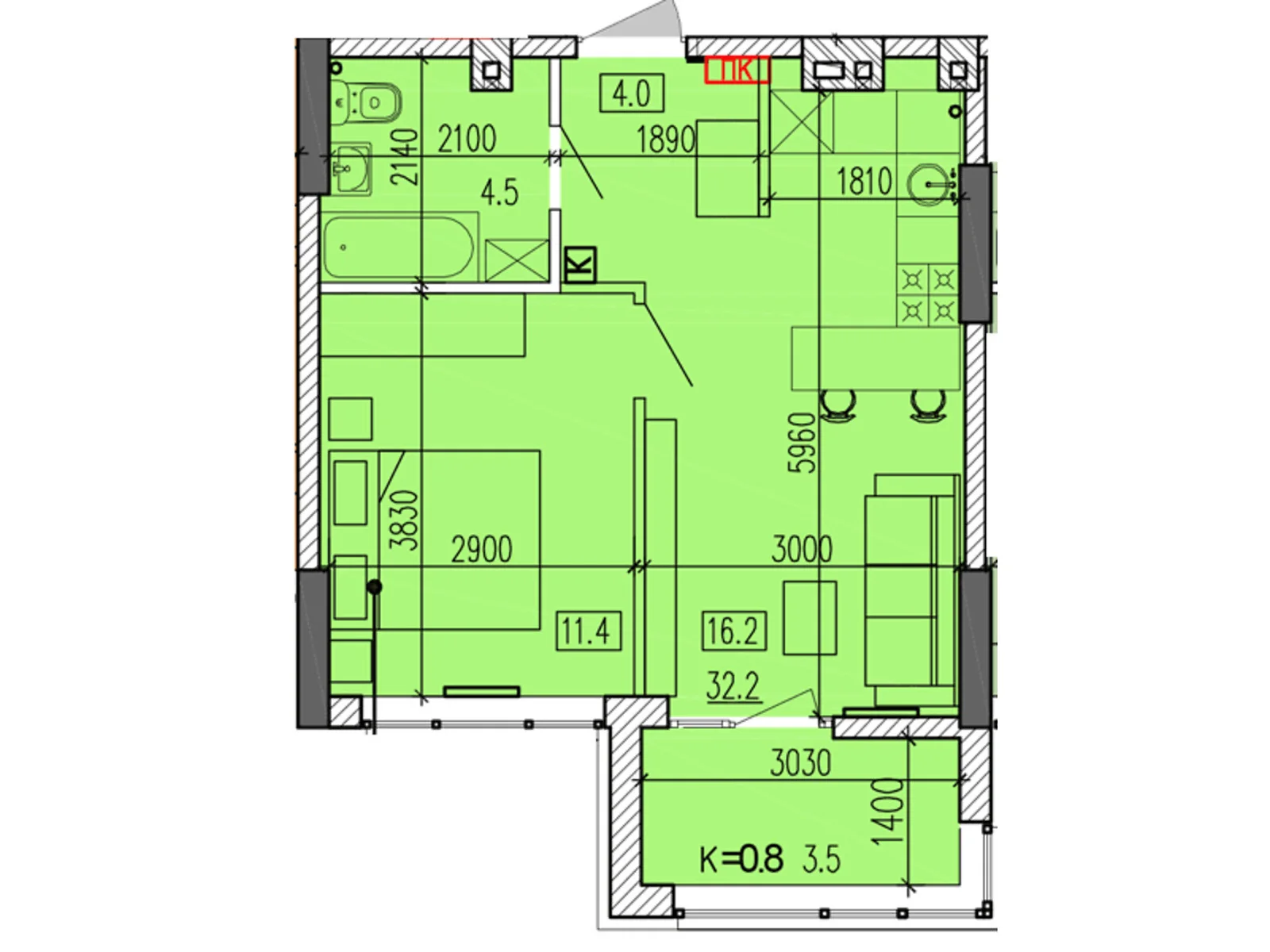 Продается 1-комнатная квартира 40.2 кв. м в Днепре, ул. Мандрыковская, 298