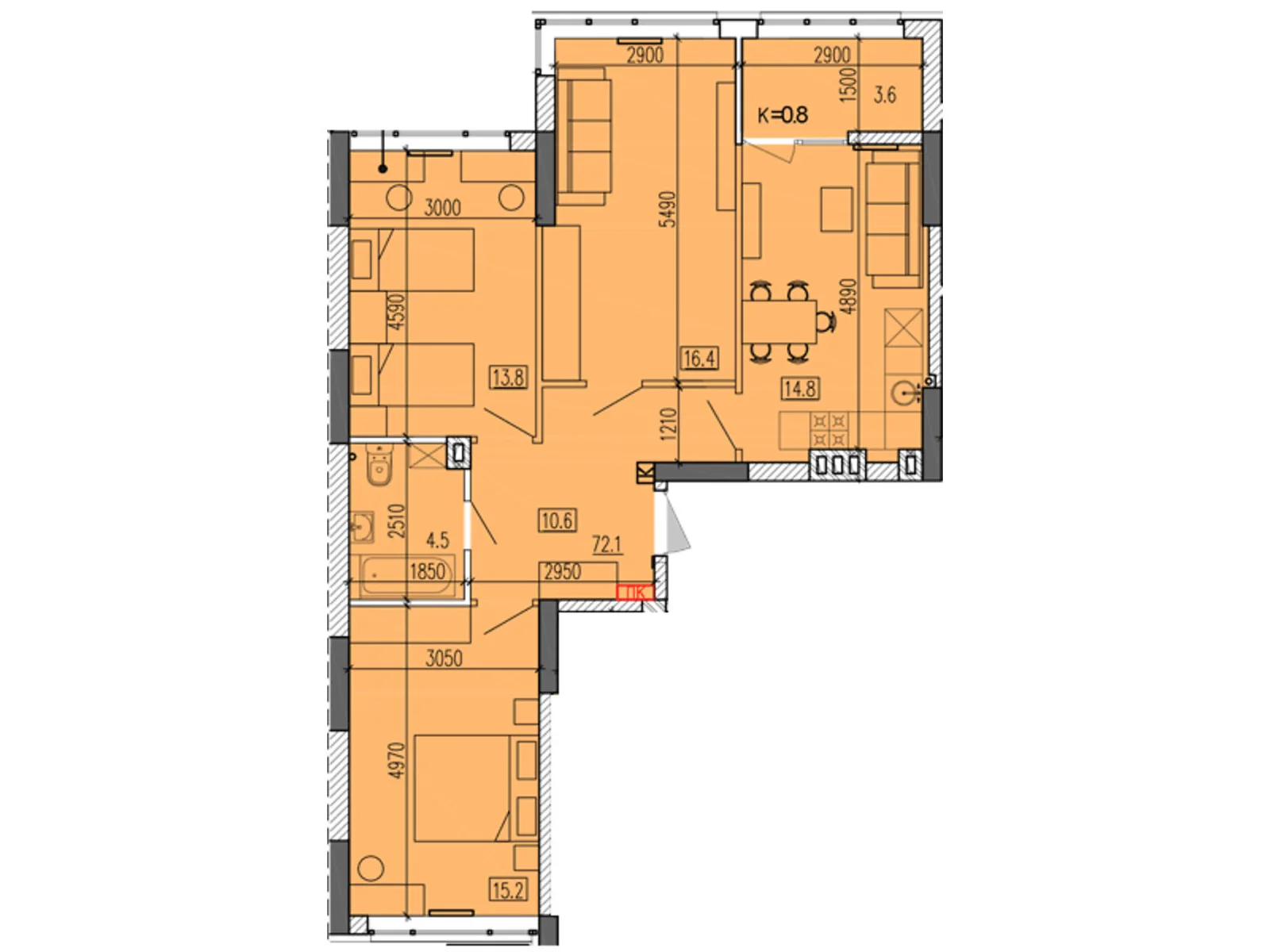 Продается 3-комнатная квартира 80.2 кв. м в Днепре, ул. Мандрыковская, 298