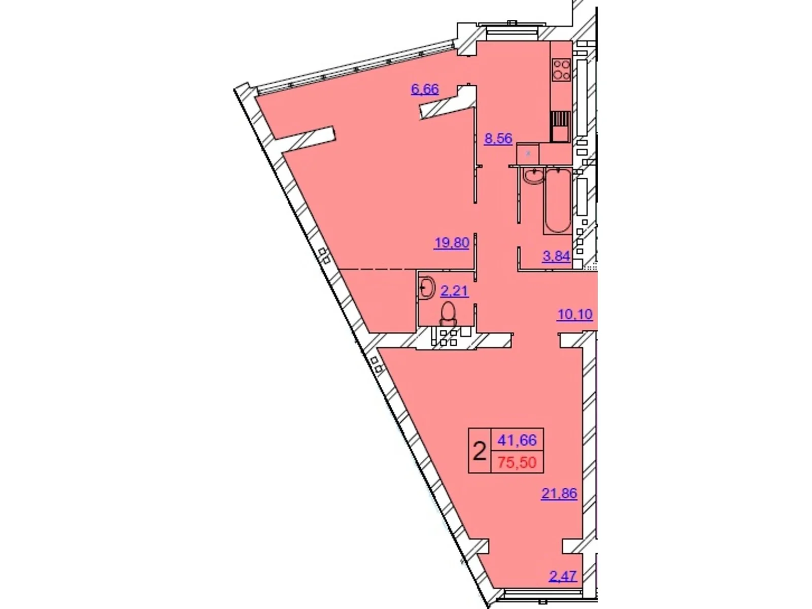 Продается 2-комнатная квартира 78 кв. м в Хмельницком, цена: 58500 $