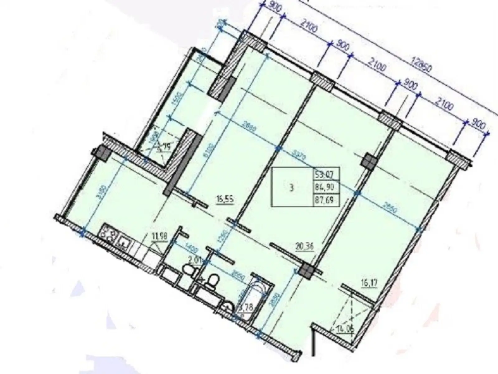 Продается 3-комнатная квартира 87.69 кв. м в Харькове, ул. Авиационная, 39 - фото 1