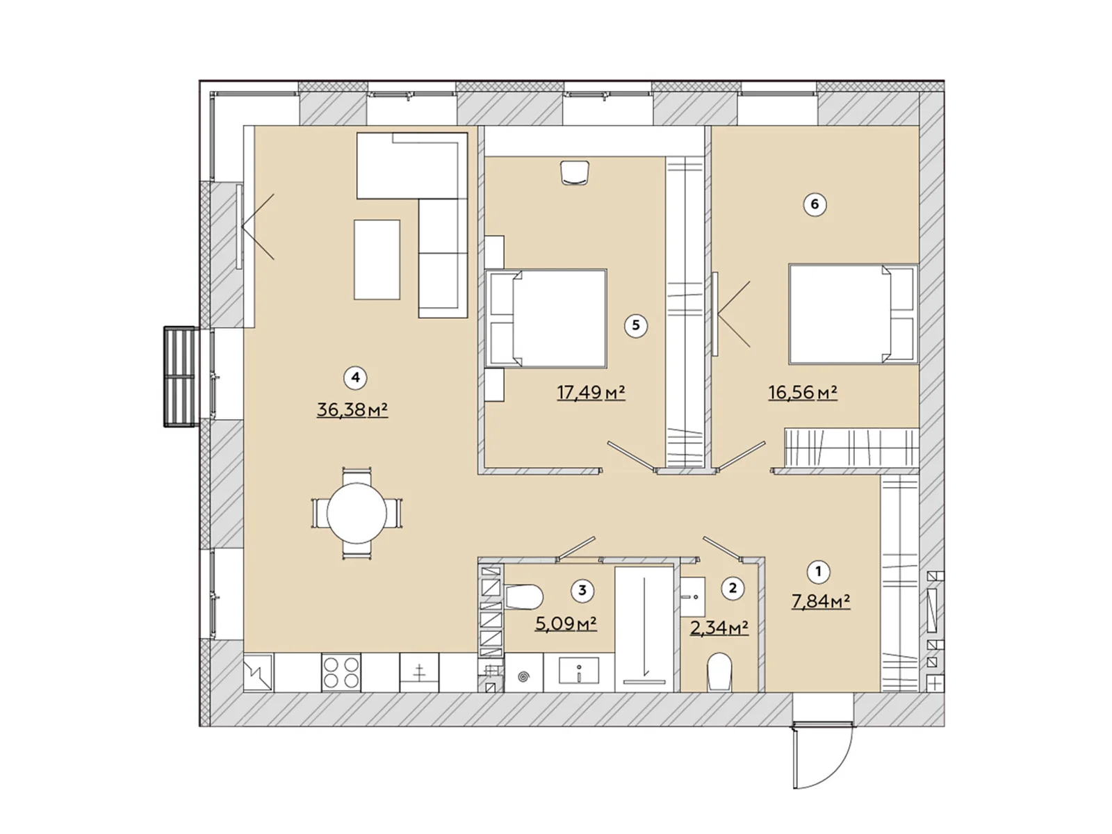 3-комнатная квартира 87.32 кв. м в Запорожье, цена: 66562 $