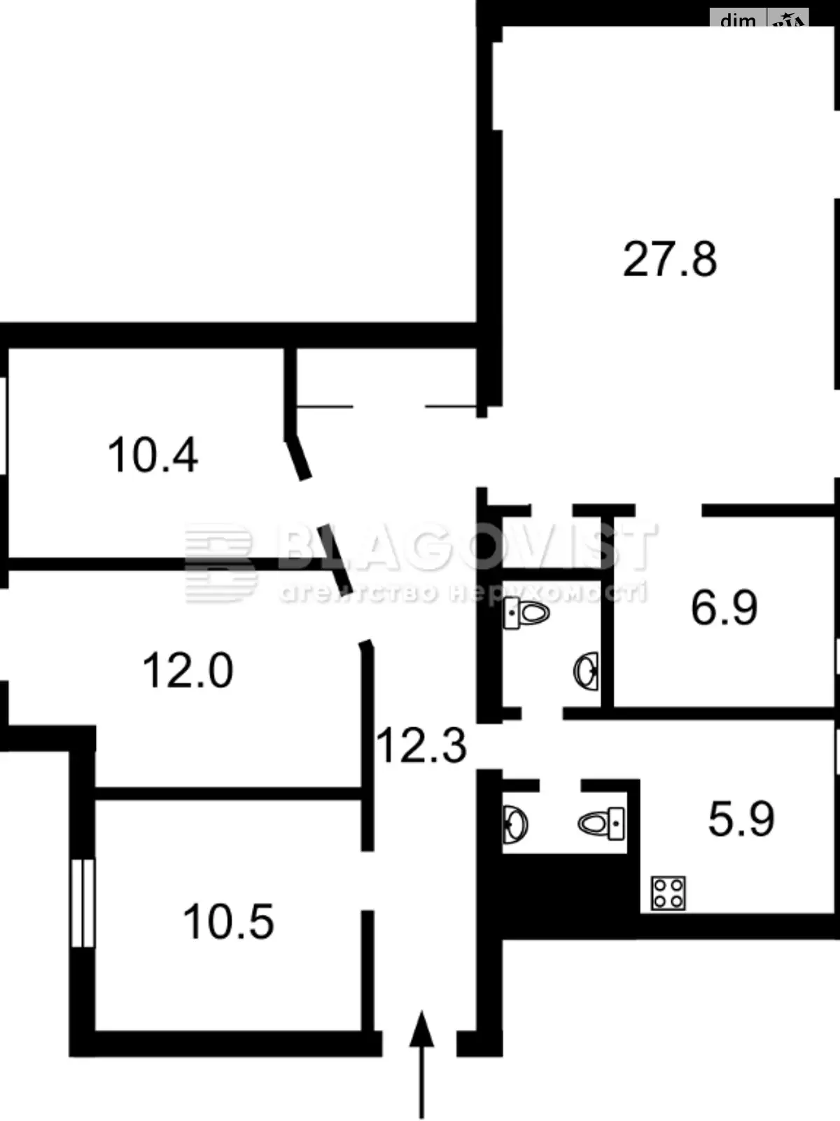 Продается 5-комнатная квартира 94 кв. м в Киеве, ул. Леонтовича, 6А