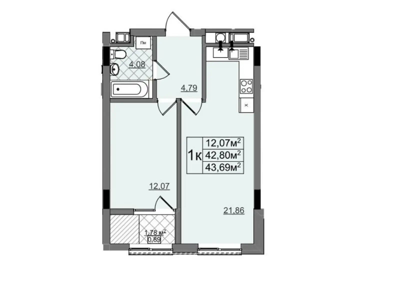 Продается 1-комнатная квартира 43.69 кв. м в Львове, ул. Леонида Перфецкого, 2 - фото 1