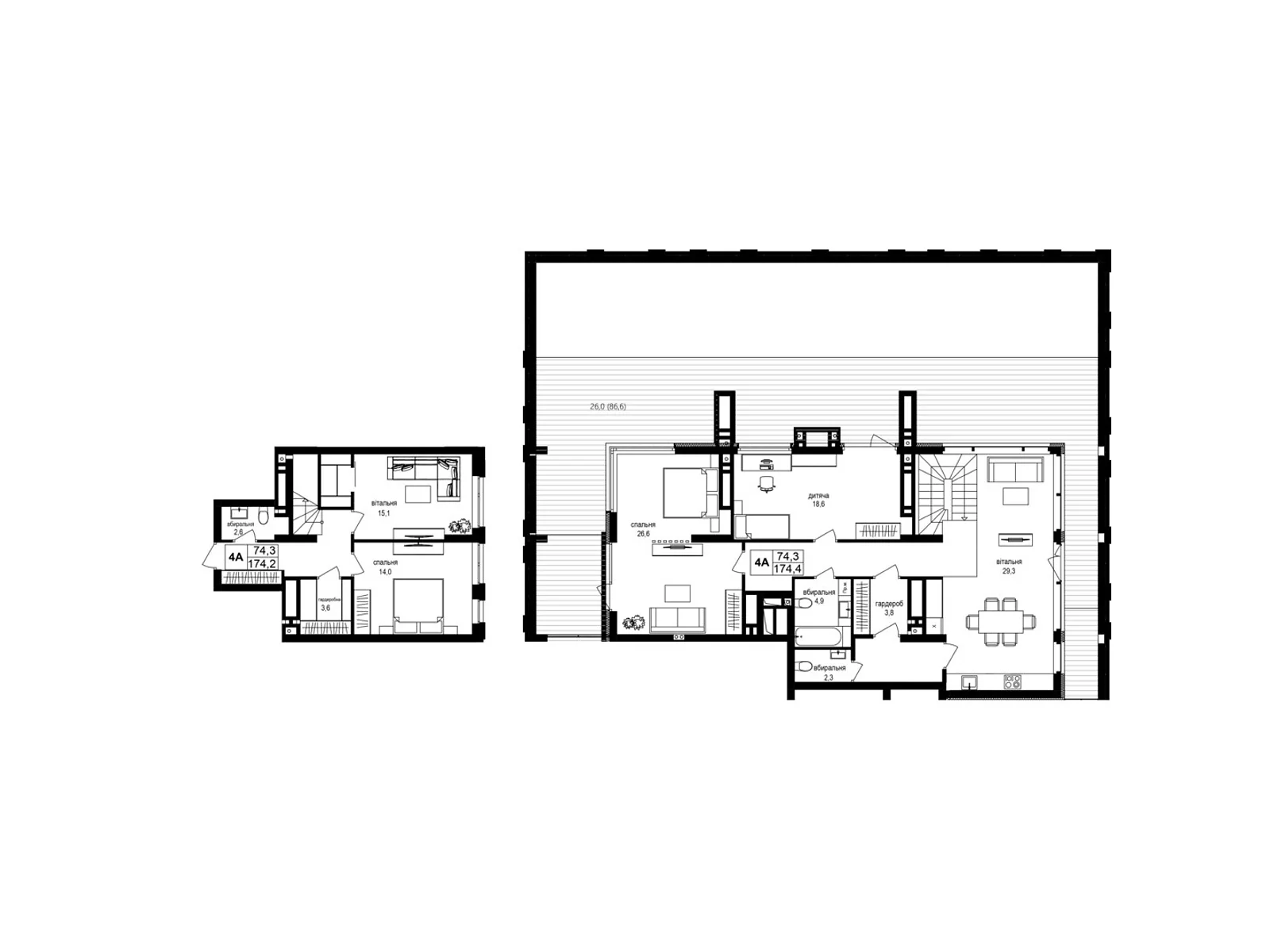 Продается 4-комнатная квартира 174.2 кв. м в Виннице, пер. Кирпичный, 12