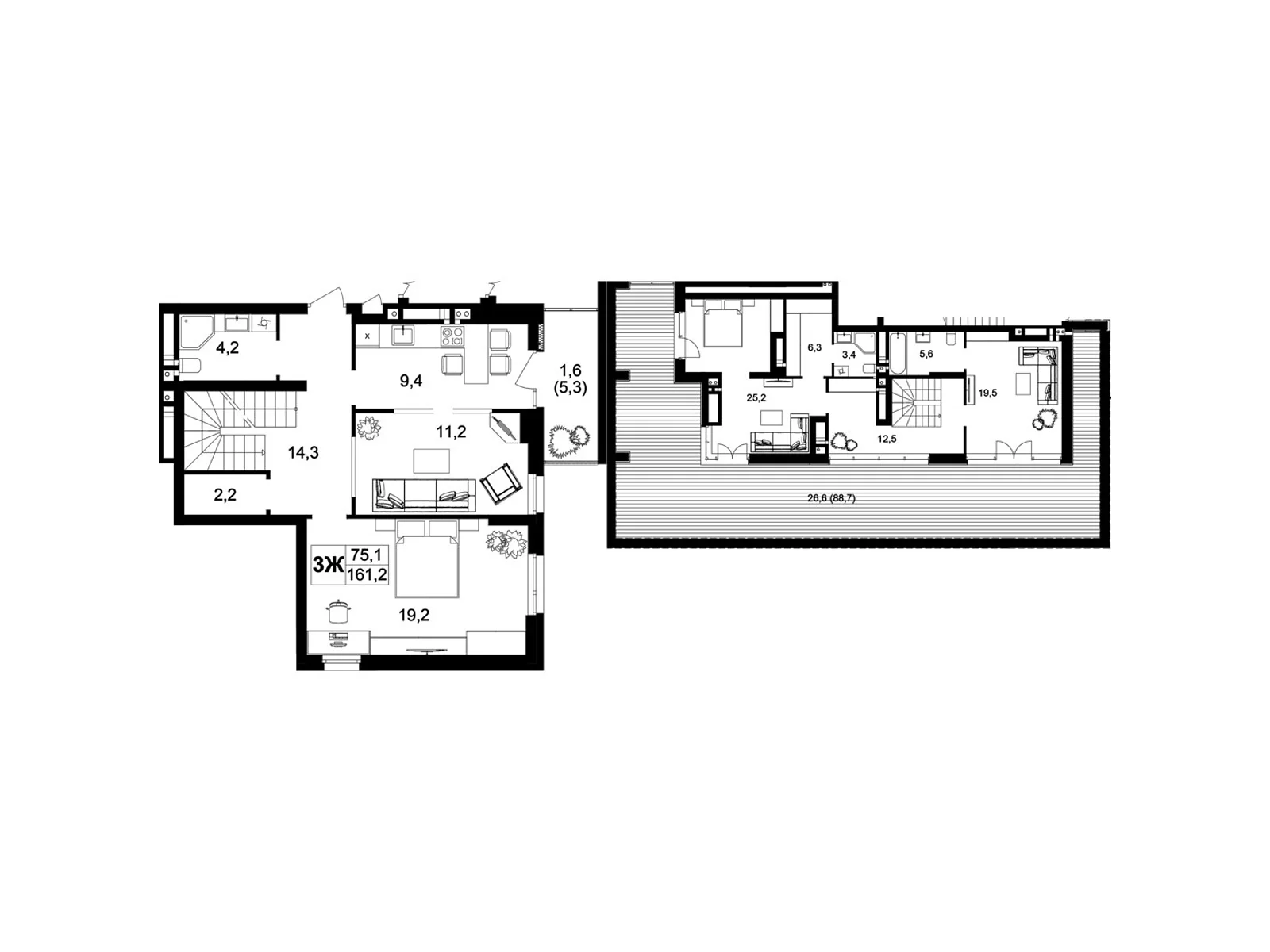 Продается 3-комнатная квартира 161.2 кв. м в Виннице, пер. Кирпичный, 12