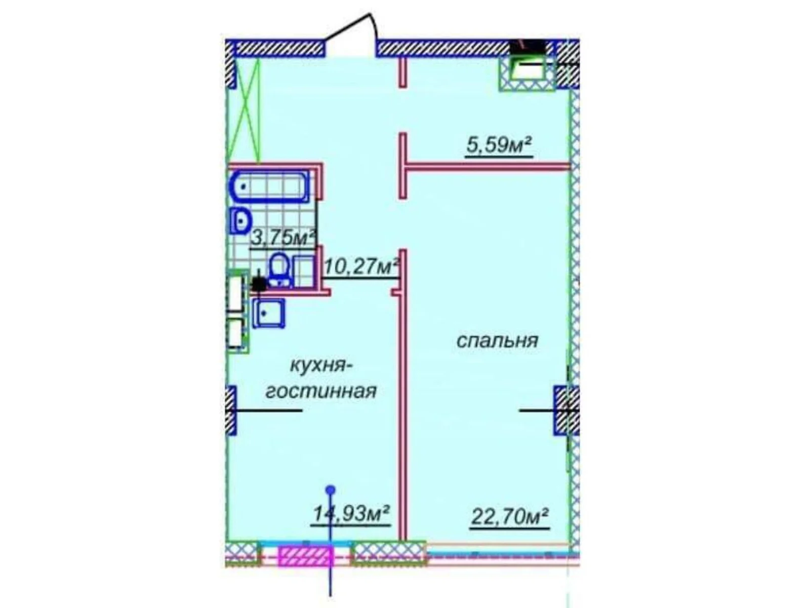 Продається 2-кімнатна квартира 58.5 кв. м у Дніпрі, вул. Європейська, 9а, 11, 5