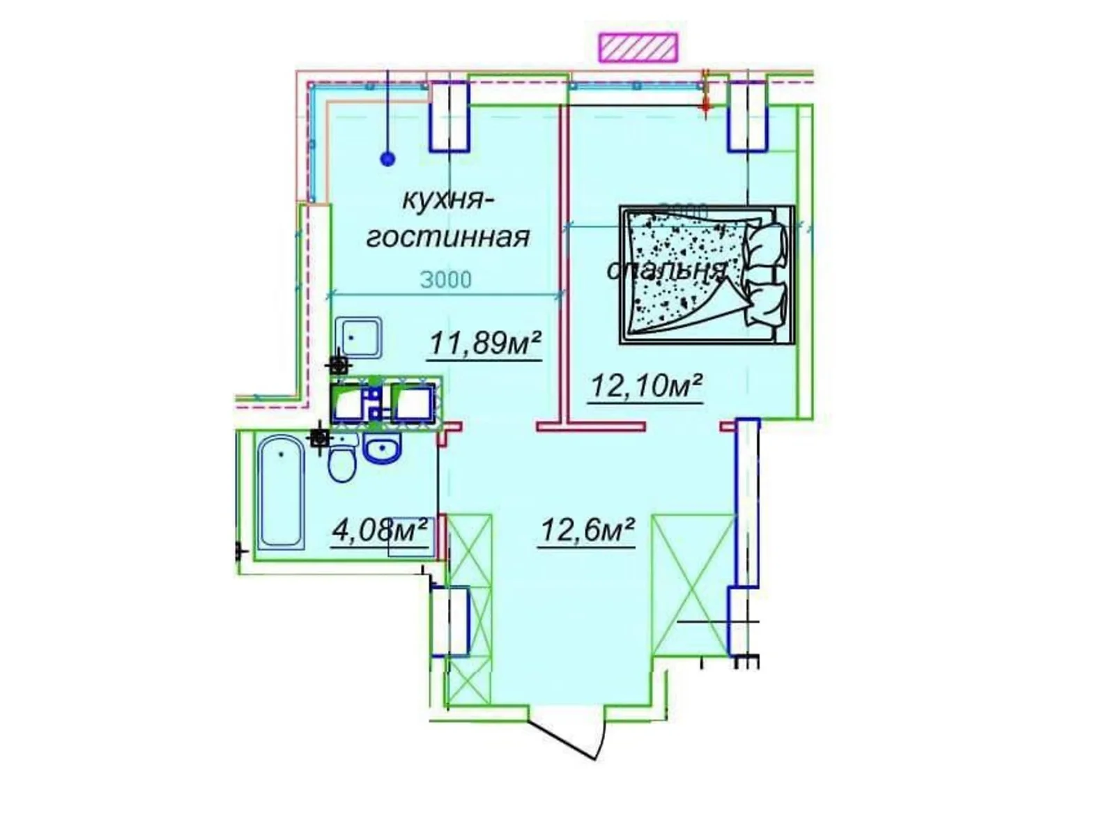 Продается 1-комнатная квартира 41.37 кв. м в Днепре, ул. Европейская, 9а, 11, 5 - фото 1