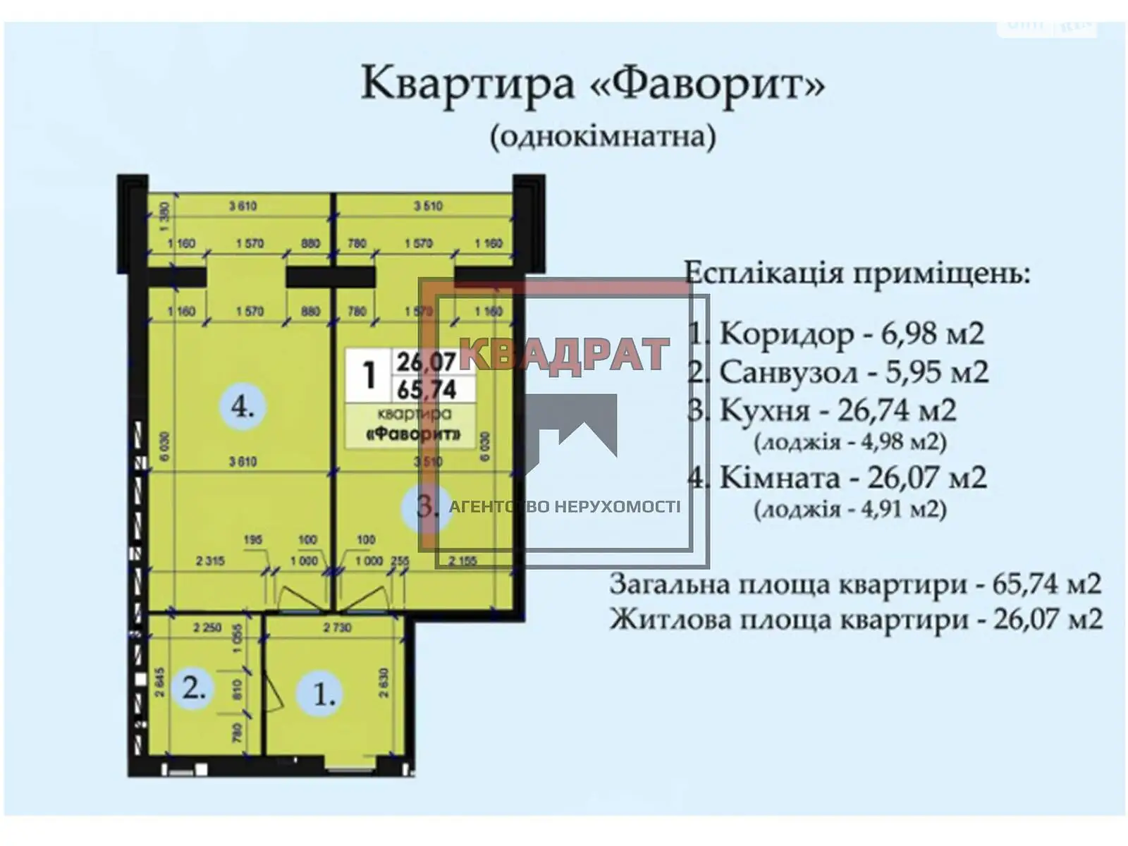 Продається 1-кімнатна квартира 65.7 кв. м у Полтаві, вул. Геннадія Біліченка - фото 1