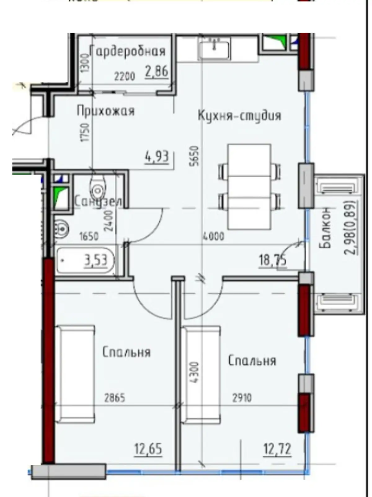 Продается 2-комнатная квартира 56 кв. м в Одессе, ул. Радостная