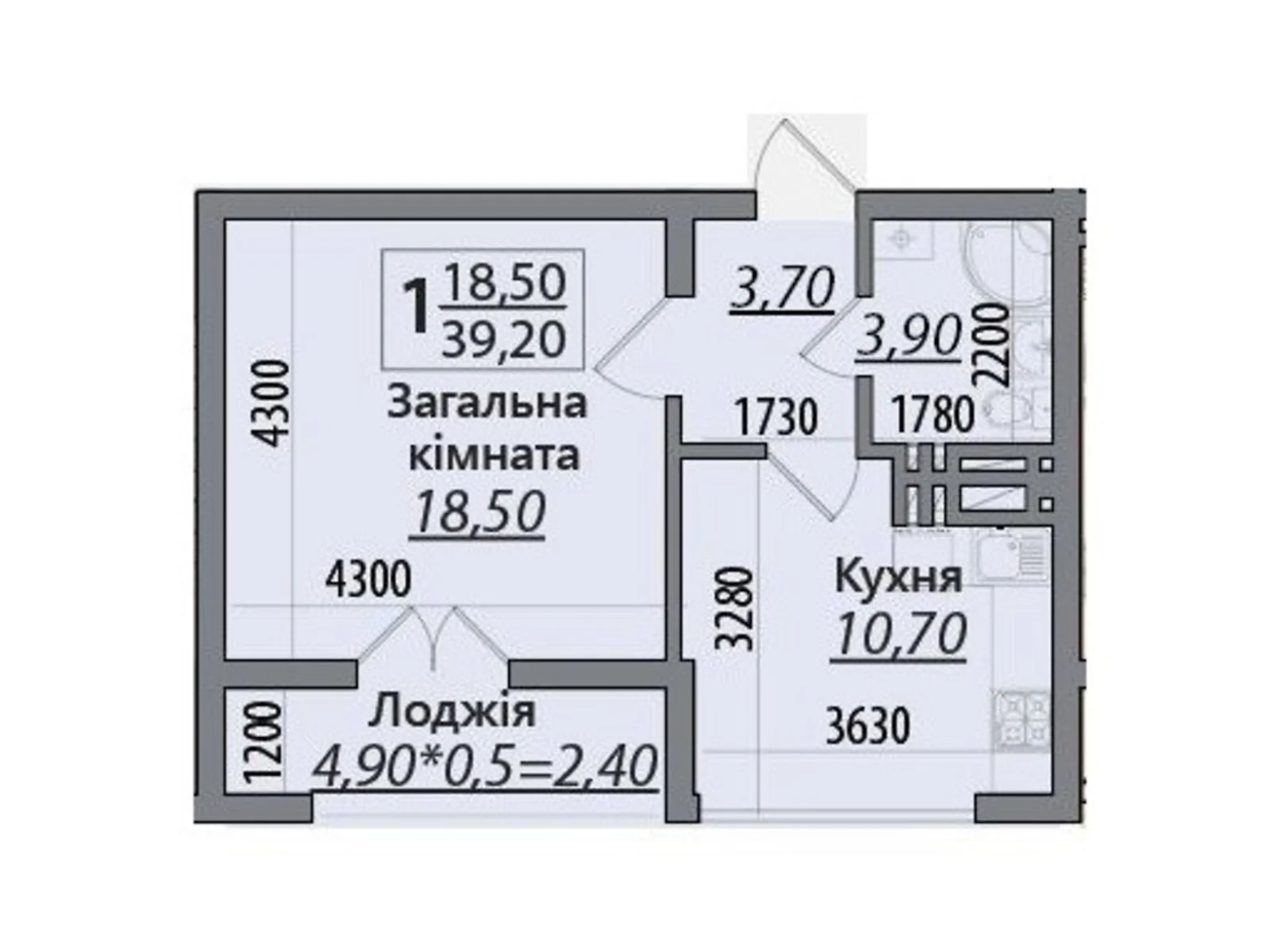 Продается 1-комнатная квартира 39.2 кв. м в Черновцах - фото 1