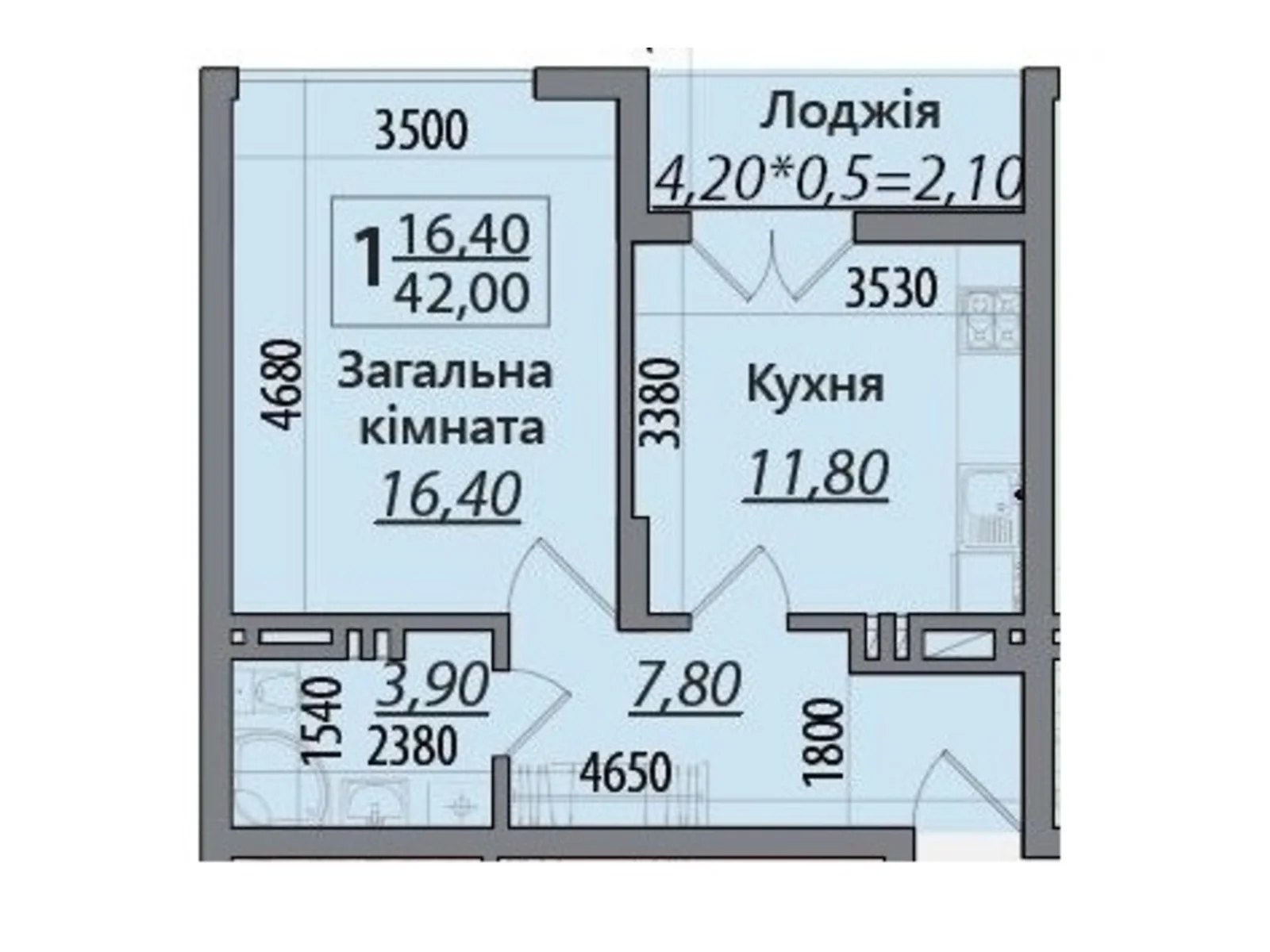 Продається 1-кімнатна квартира 42 кв. м у Чернівцях, вул. Руська, 236Б