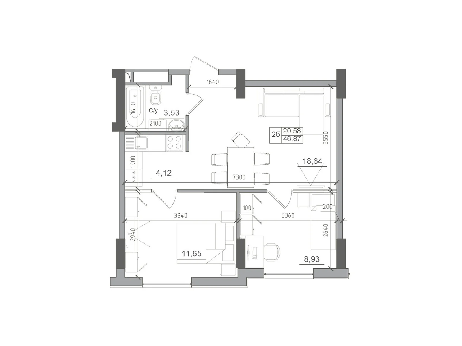 Продается 2-комнатная квартира 46.87 кв. м в Одессе, ул. Спрейса, 1