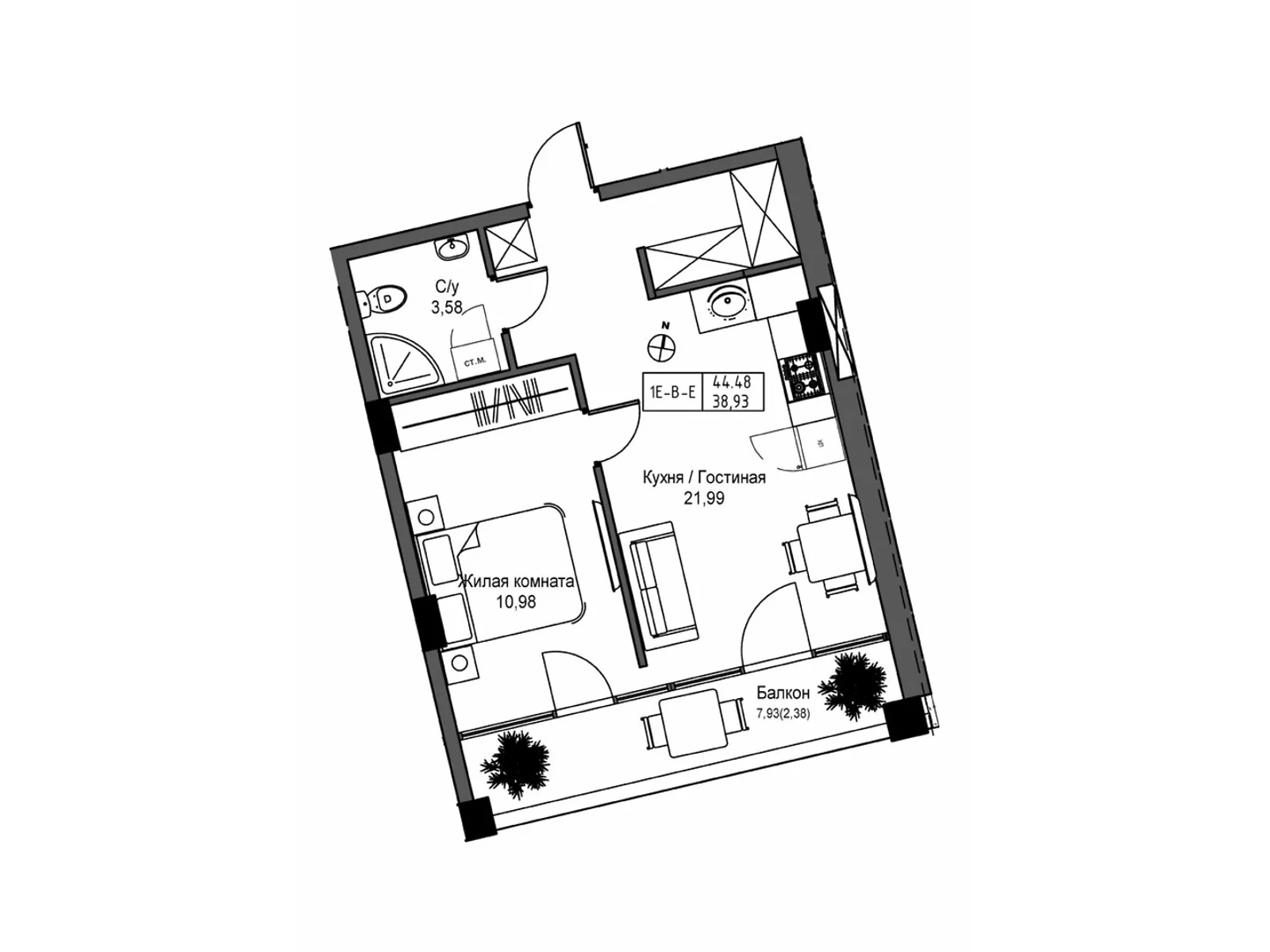 Продается 1-комнатная квартира 45.3 кв. м в Одессе, ул. Спрейса, 1